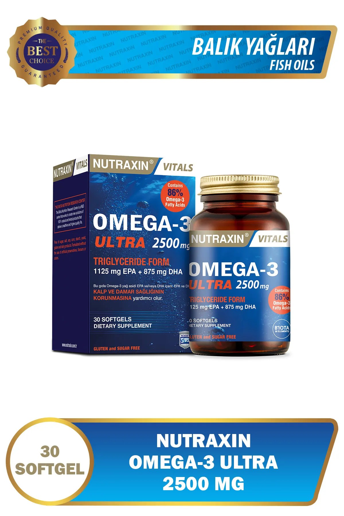 Nutraxin Omega-3 Ultra 2500 mg 30 Yumuşak Kapsül