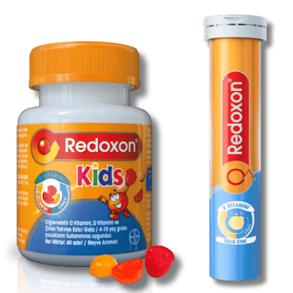 Redoxon 3'lü Etki Efervesan 15 Tablet + Redoxon Kids 60 Çiğnenebilir Tablet