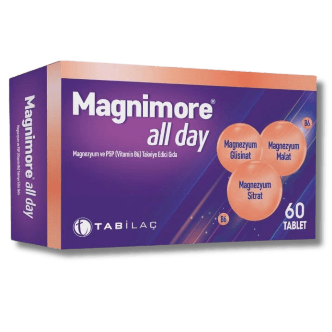 Magnimore All Day Magnezyum ve P5P (Vitamin B6) Takviye Edici Gıda 60 Tablet
