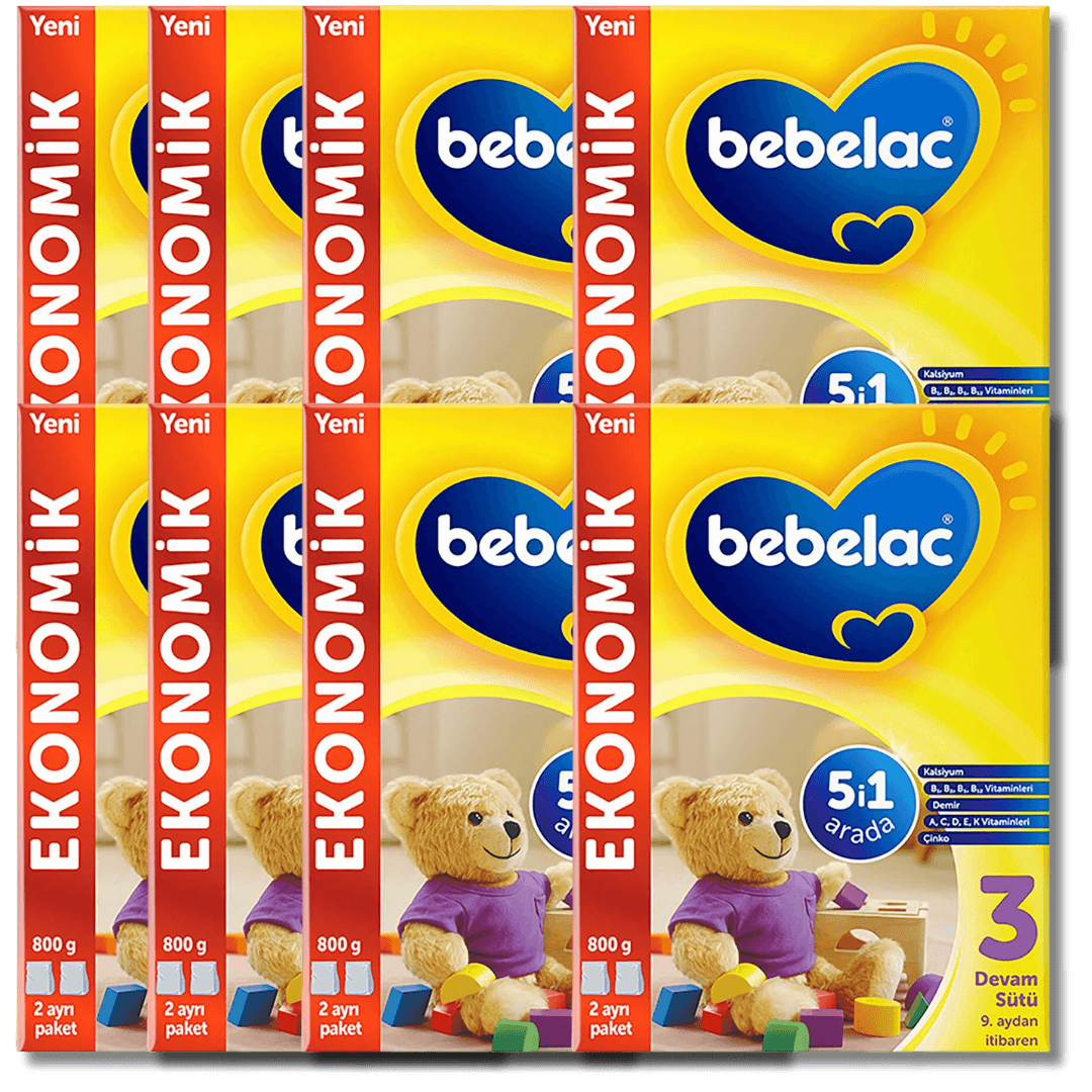 Bebelac 3 800 gr 9-12 Ay Devam Sütü - 8 Adet