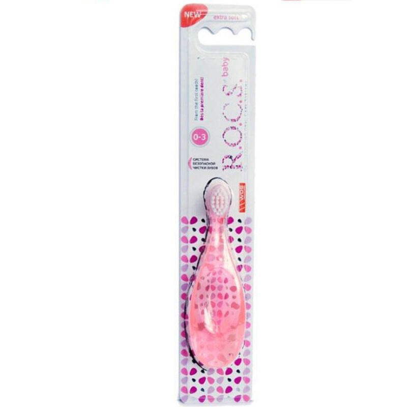 Rocs Baby Extra Soft - Bebekler için Diş Fırçası Pembe 0-3 Yaş Bebekler içi yumuşak uçlu diş fırçası