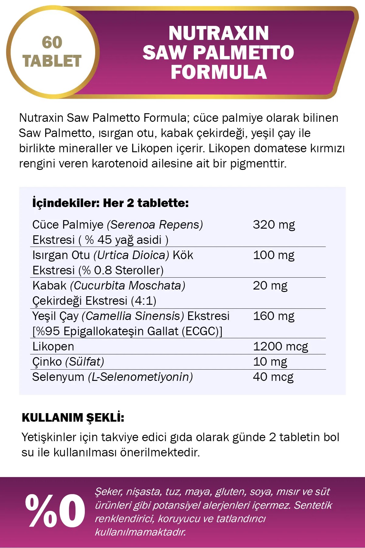 Nutraxin Plus Saw Palmetto Formula 60 Tablet