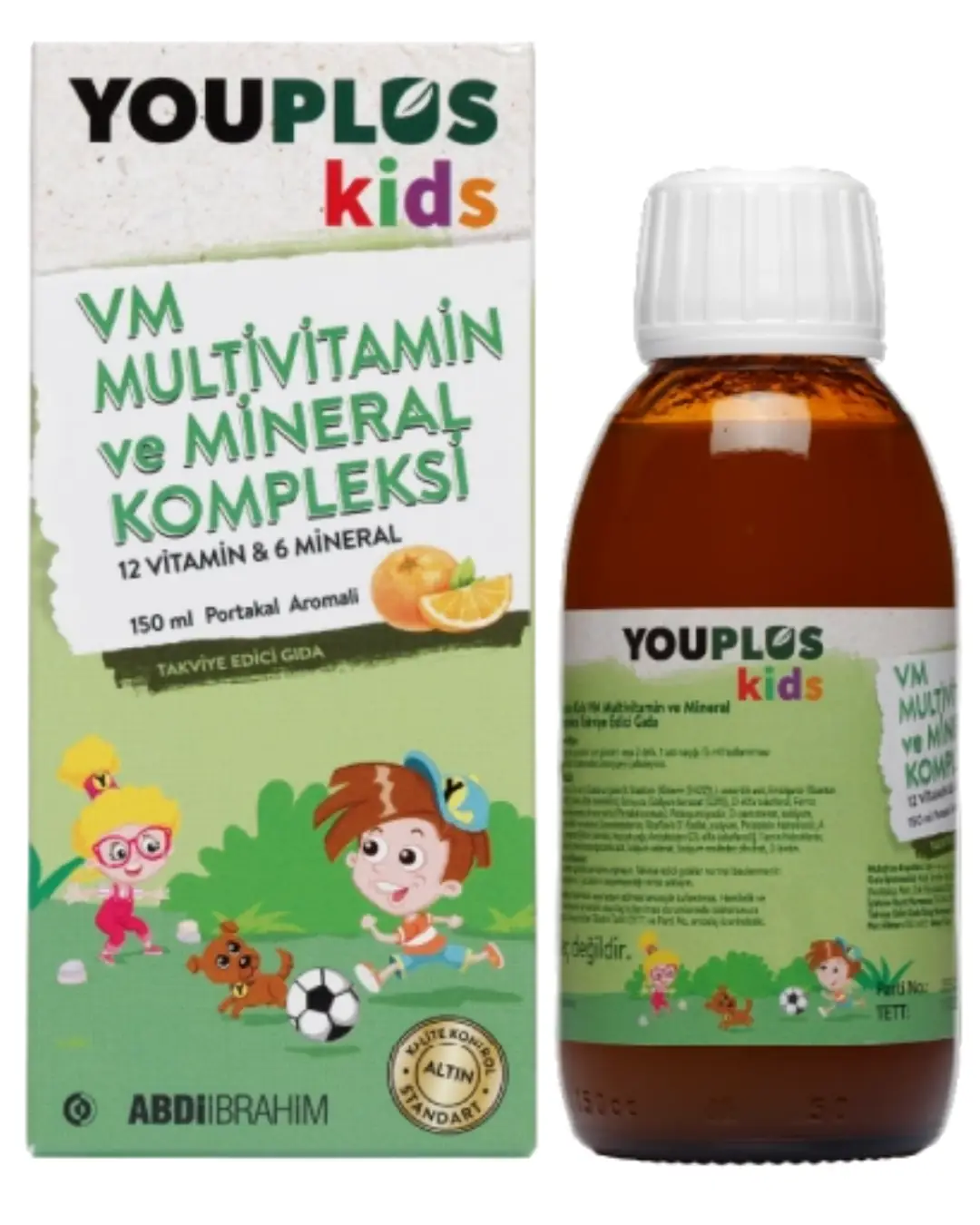 Abdi İbrahim Youplus Kids VM Multivitamin ve Mineral Kompleksi 150 ML Şurup