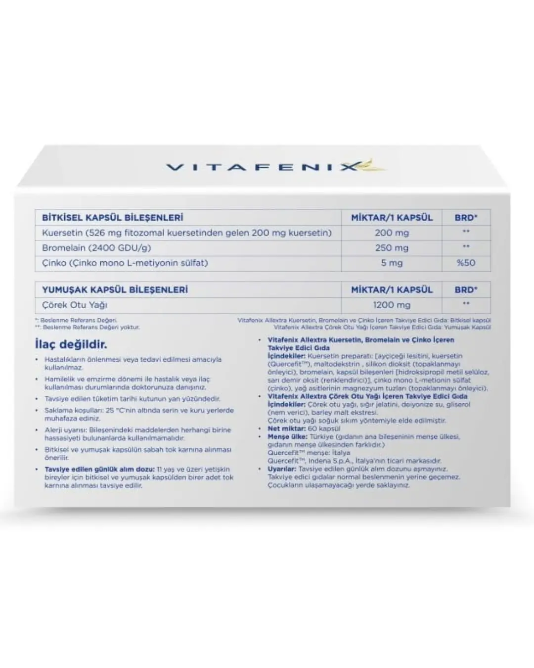 Vitafenix Allextra 60 Kapsül Ürün Fiyat ve Kullanıcı Yorumları