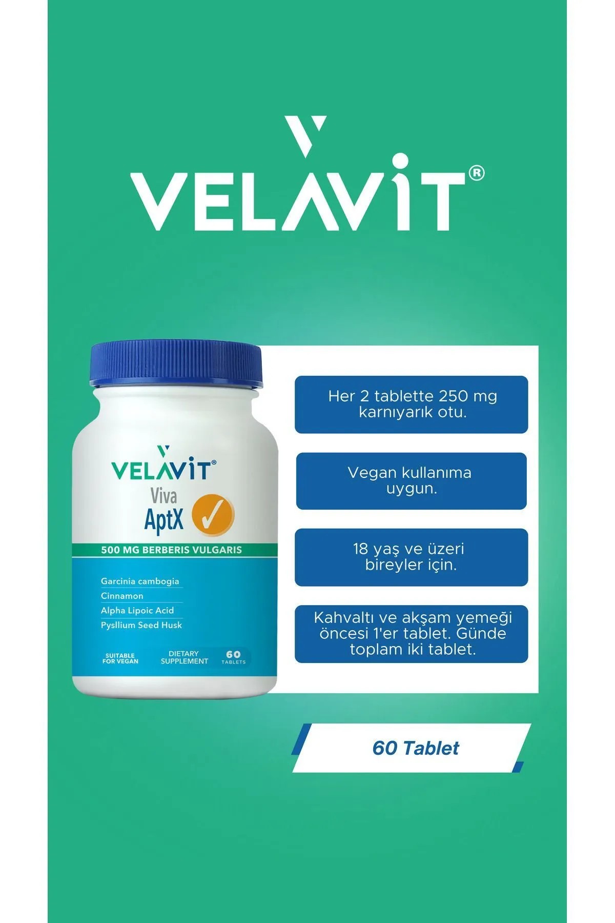 Velavit Viva AptX Takviye Edici Gıda 60 Tablet