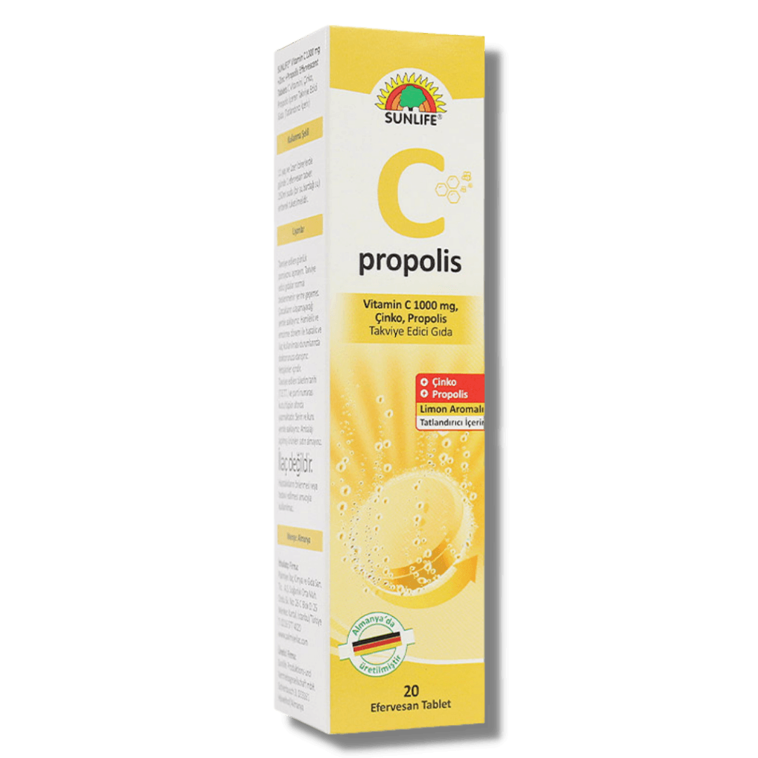 Sunlife Vitamin C, Çinko ve Propolis 20 Efervesan Tablet