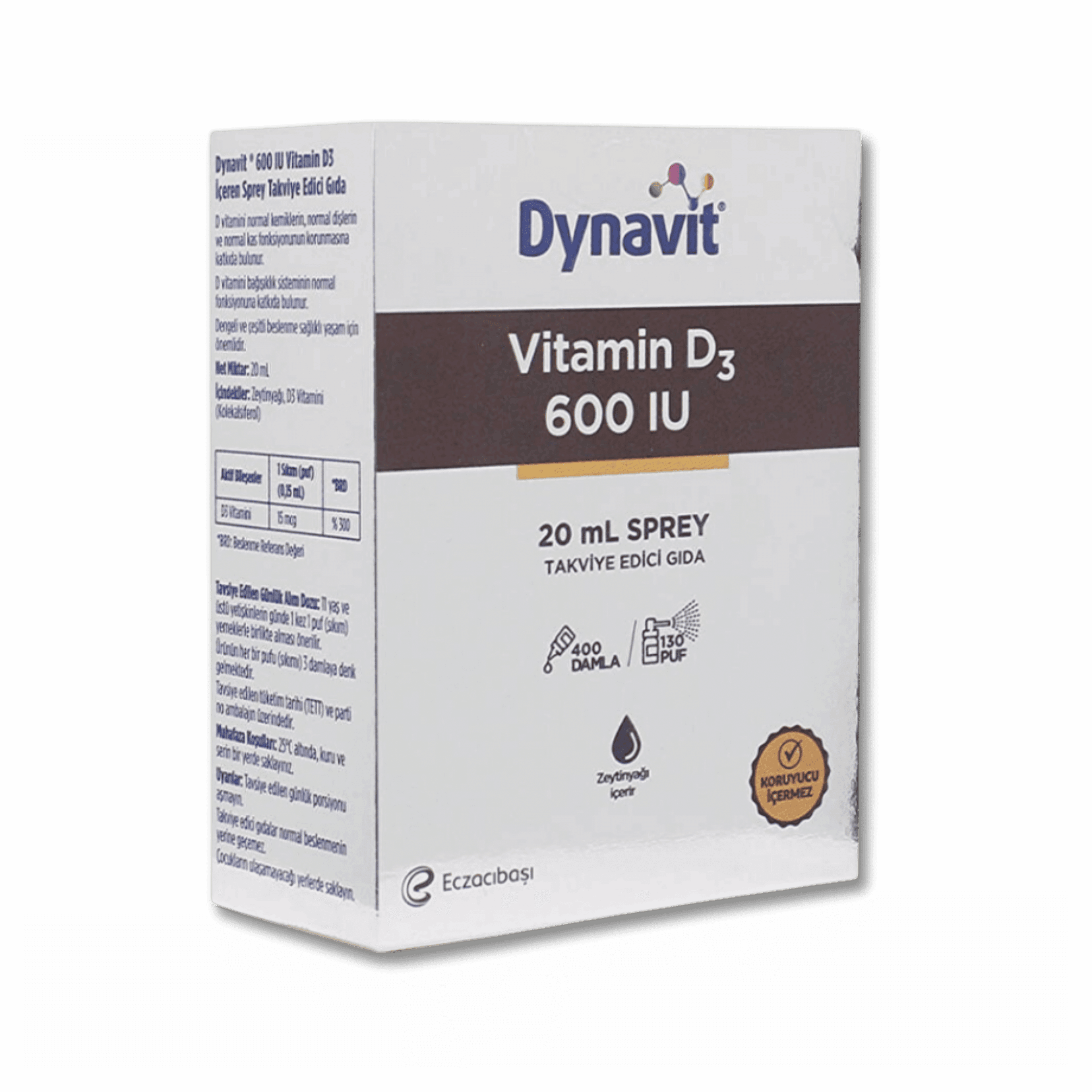 Eczacıbaşı Dynavit Vitamin D3 600 IU Takviye Edici Gıda Sprey 20 ml