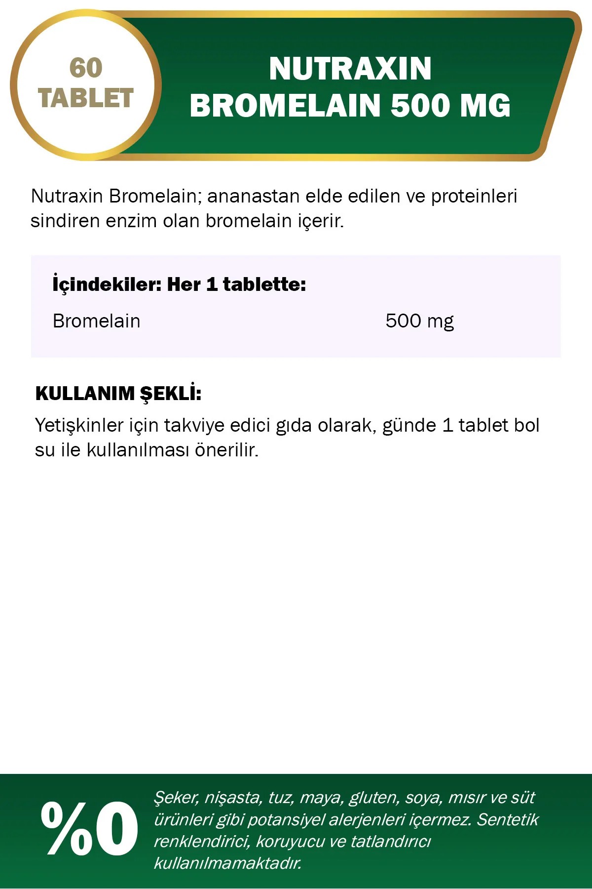 Nutraxin Bromelain 60 Kapsül