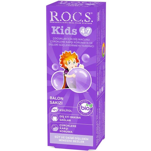 ROCS Kids - Meyveli Çocuk Diş Macunu (Balon Sakızı) 4-7 Yaş 35ml