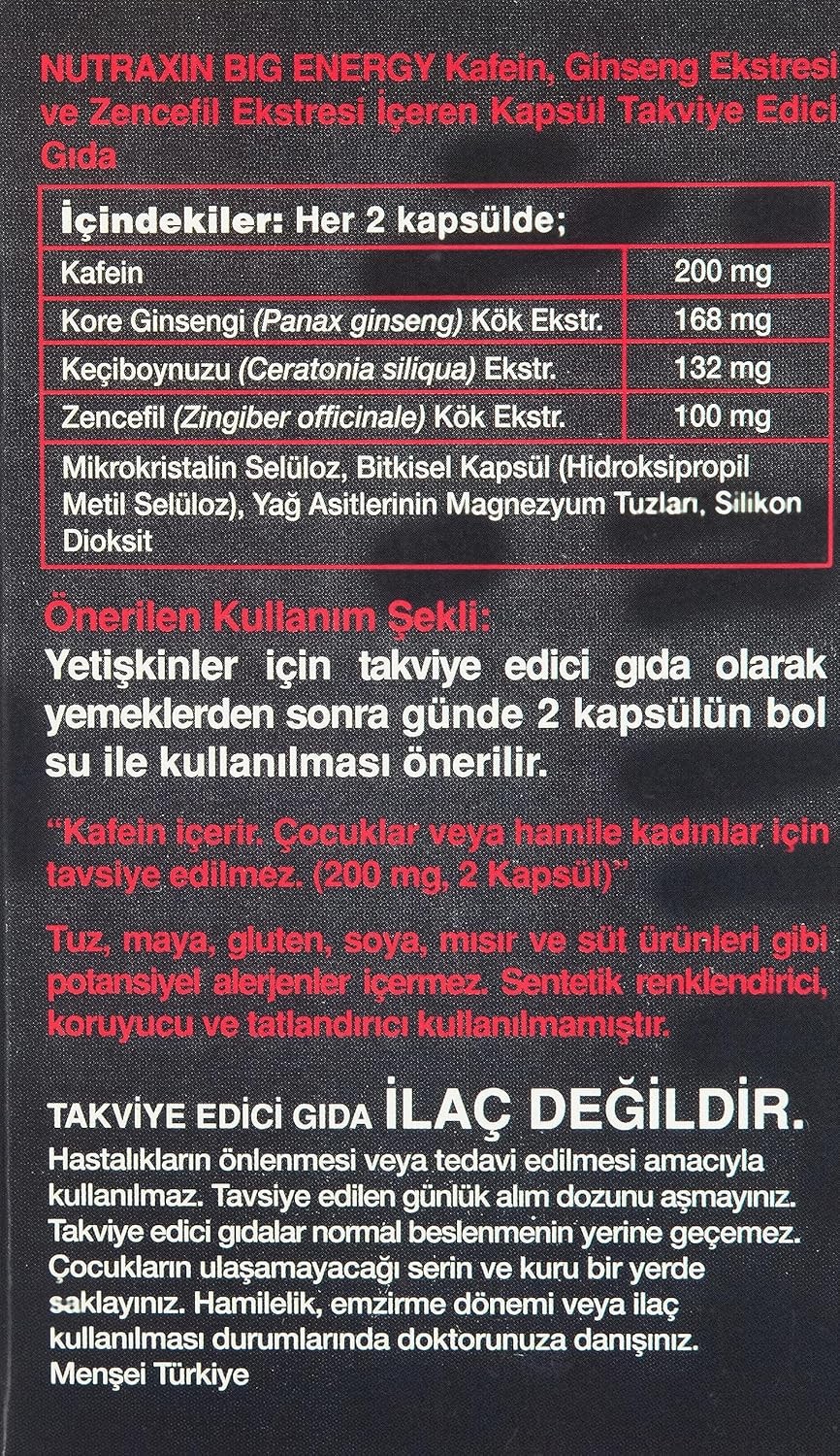 Nutraxin Big Energy Takviye Edici Gıda 60 Tablet