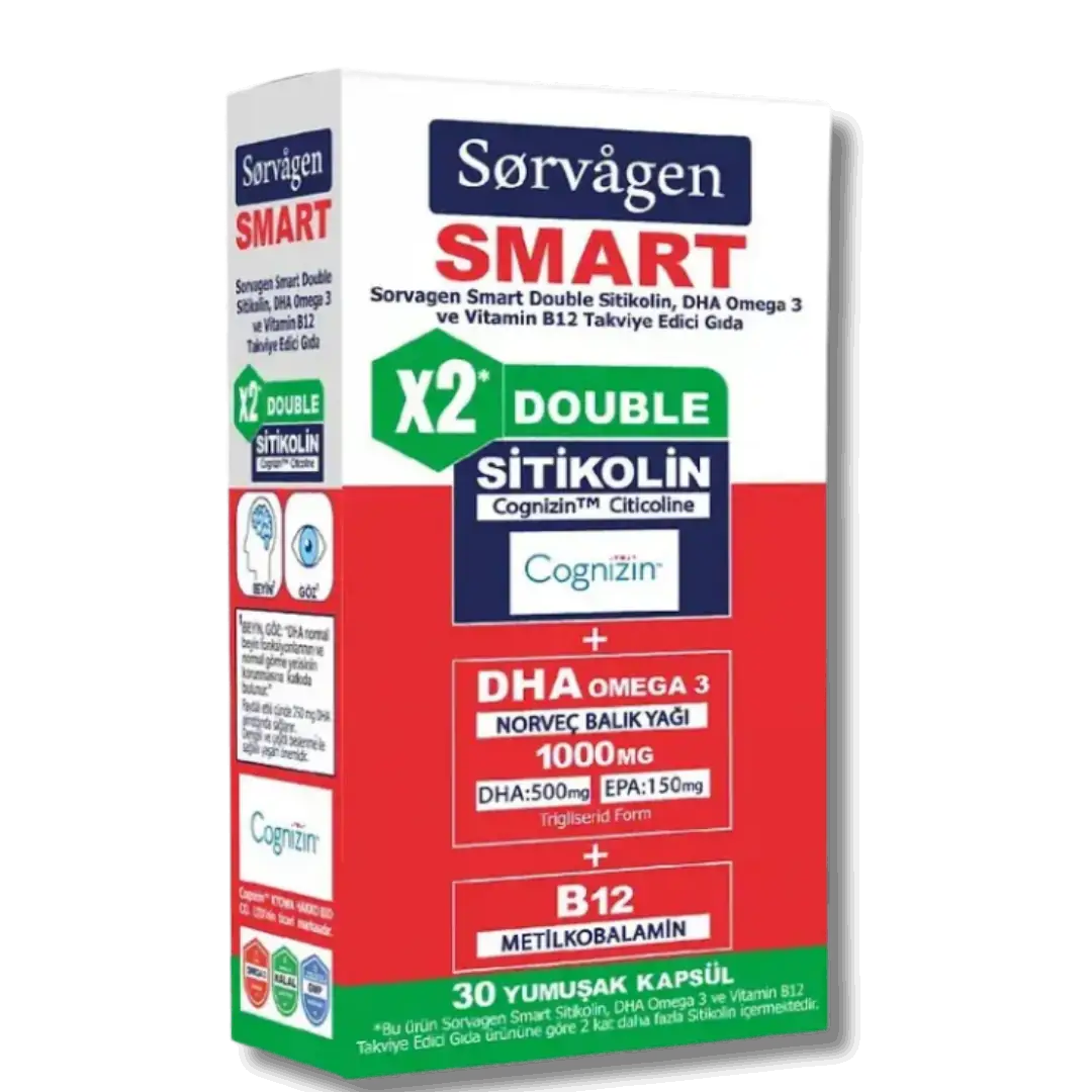 Sorvagen Smart Double Sitikolin Dha Omega 3 ve B12 30 Kapsül