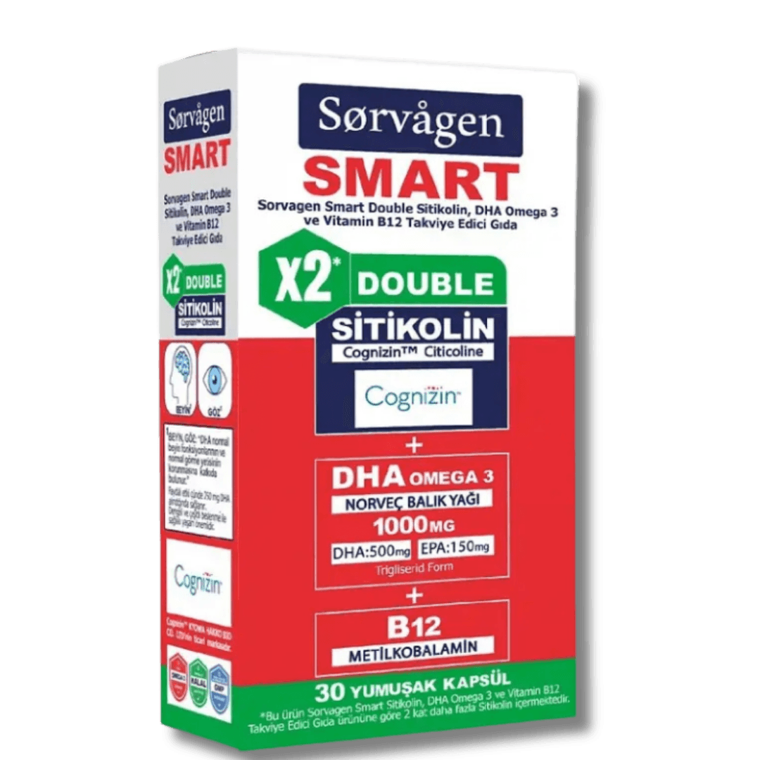 Sorvagen Smart Double Sitikolin Dha Omega 3 ve B12 30 Kapsül