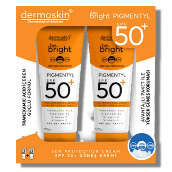 Dermoskin Be Bright Pigmentyl Güneş Kremi SPF50+ 75 ml - İkili Kofre