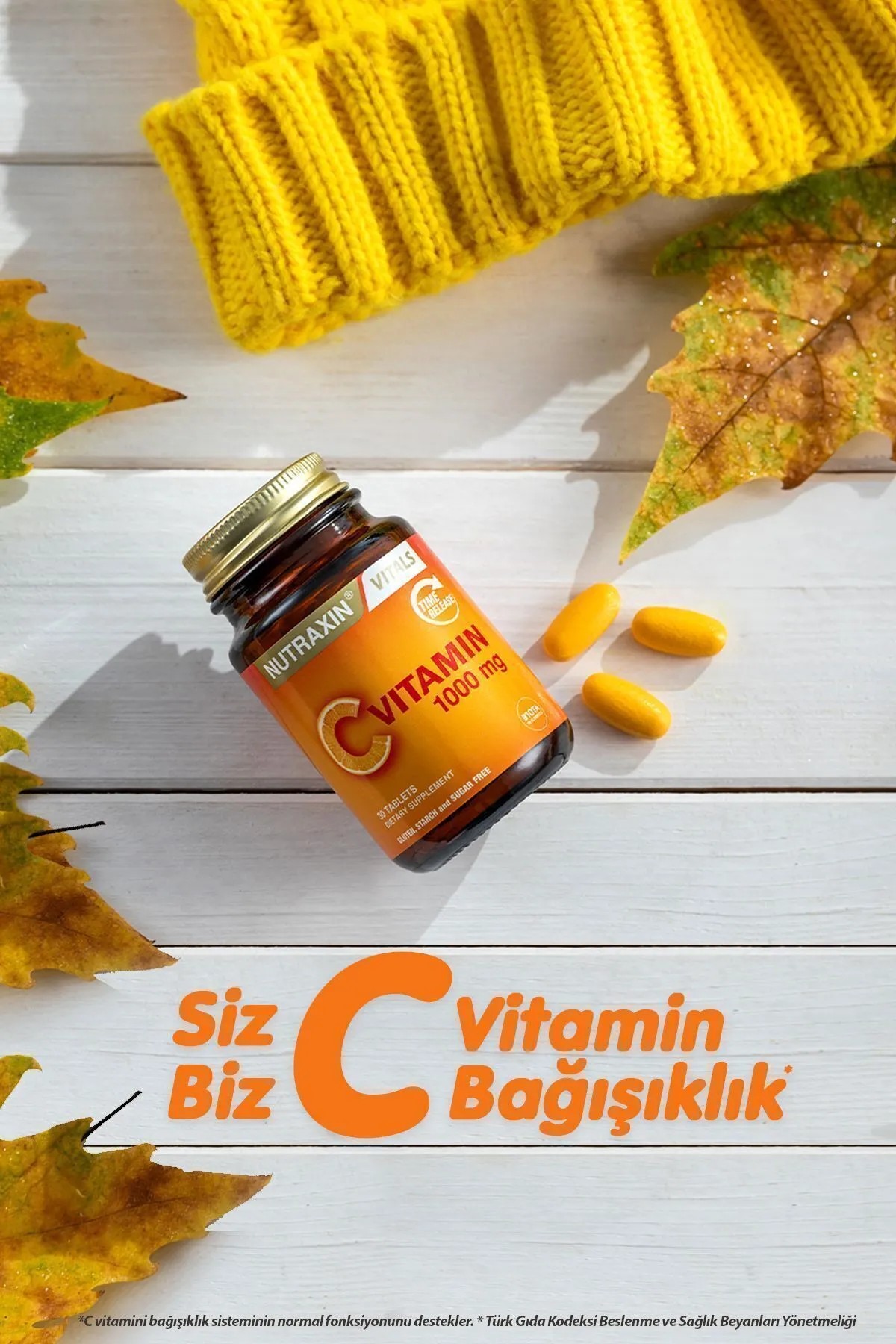 Nutraxin Vitamin C 1000 mg Takviye Edici Gıda 30 Tablet