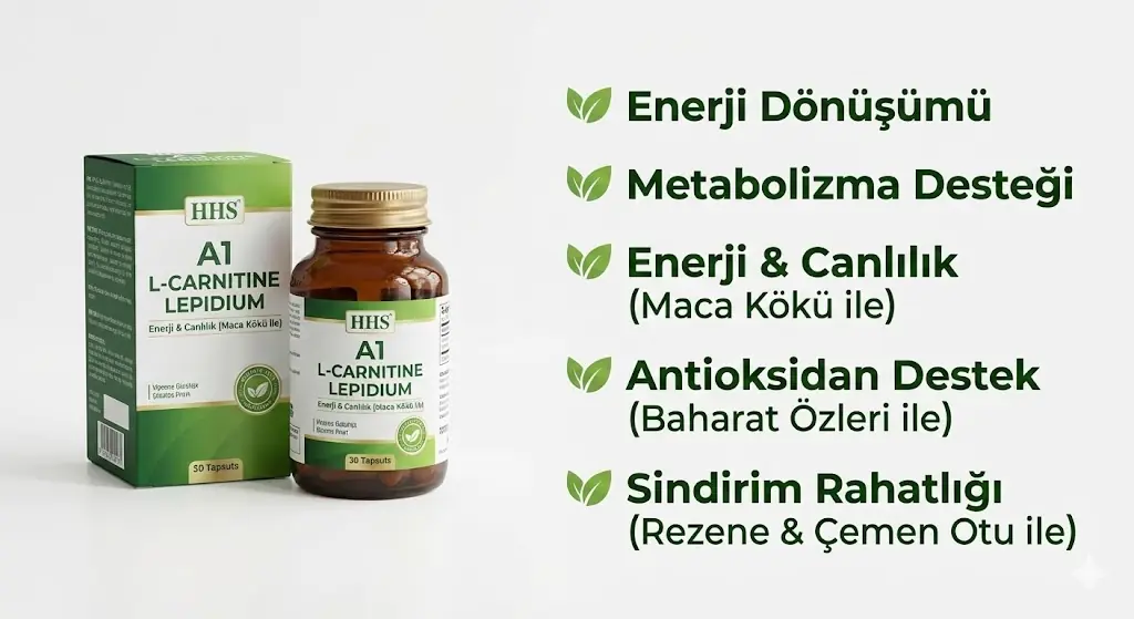 HHS A1 L-Carnitine Lepidium Cam Şişe 30 Kapsül Fiyatı ve Yorumları