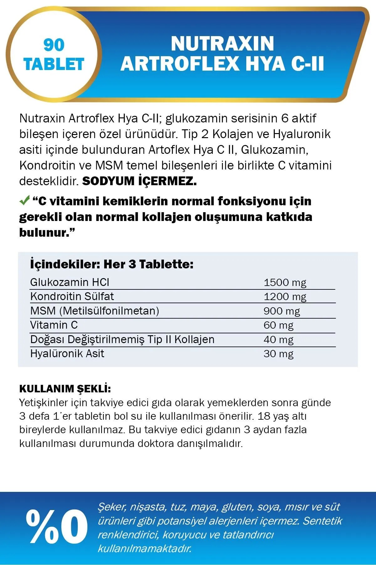 Nutraxin Artroflex HYA-C-II 90Tablet + Extra Gel HEDİYE