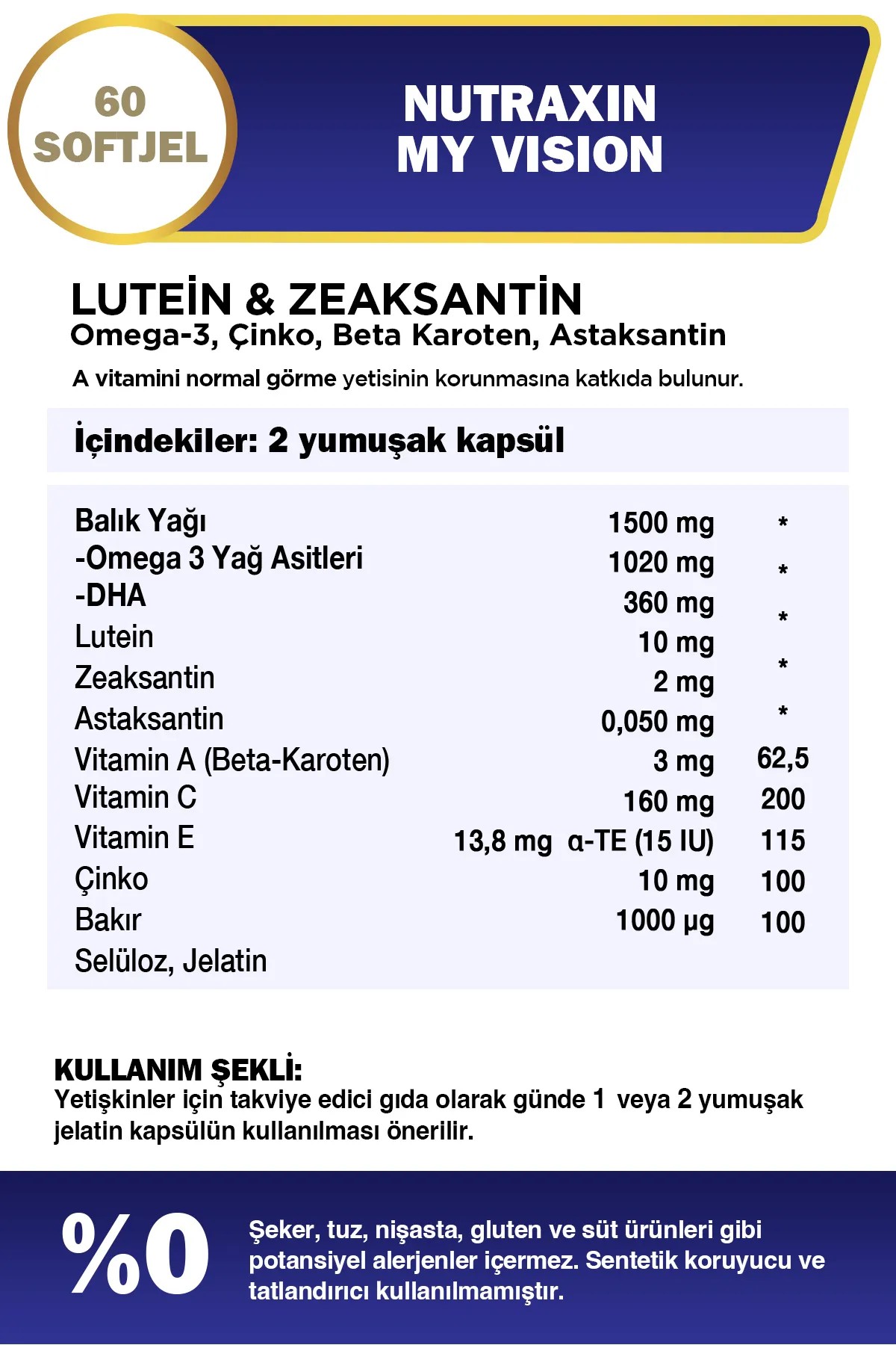 Nutraxin Plus My Vision 60 Kapsül