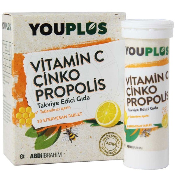 Youplus Vitamin C Çinko Propolis 20 Efervesan Tablet