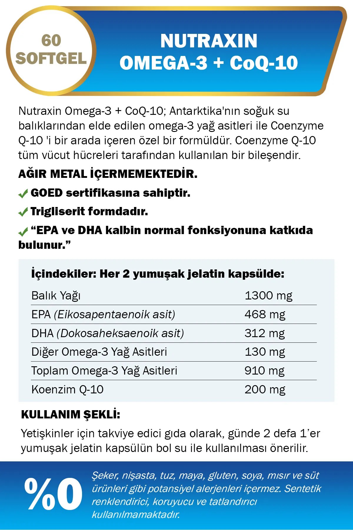 Nutraxin Omega-3+CoQ-10 60g
