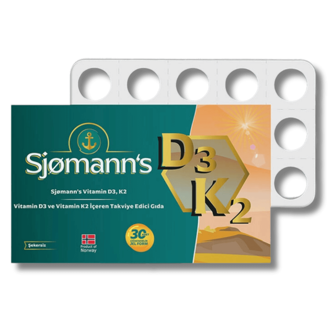 Sjomann’s Vitamin D3 ve K2 İçeren Takviye Edici Gıda 30 Adet Çiğnenebilir Jel Form