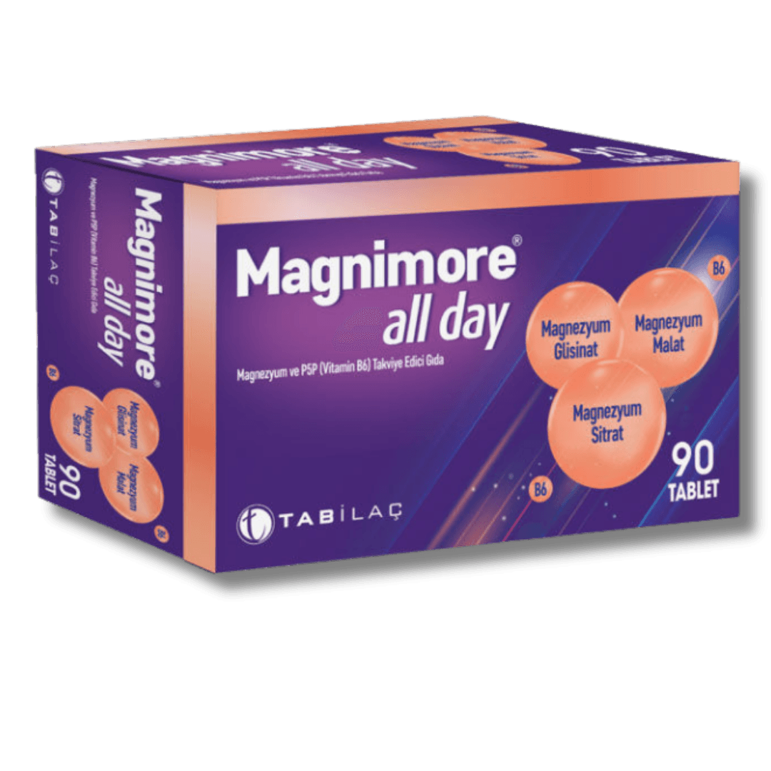 Magnimore All Day Magnezyum ve P5P (Vitamin B6) Takviye Edici Gıda 90 Tablet