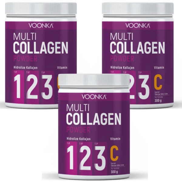 Voonka Multi Collagen Powder Vitamin C 3x300 gr Takviye Edici Gıda