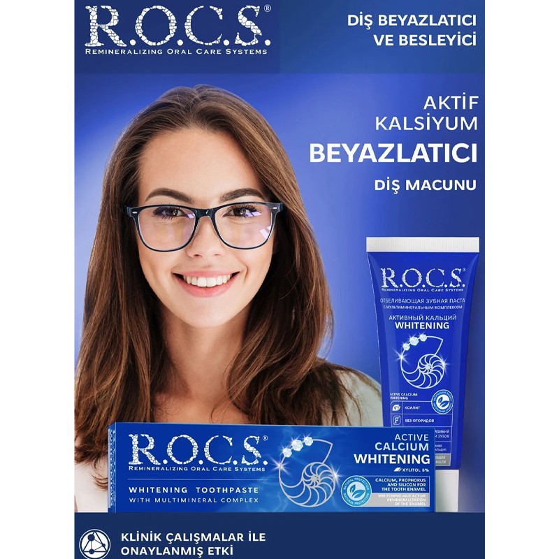 Rocs Aktif Kalsiyum Beyazlatıcı Diş Macunu 75ml