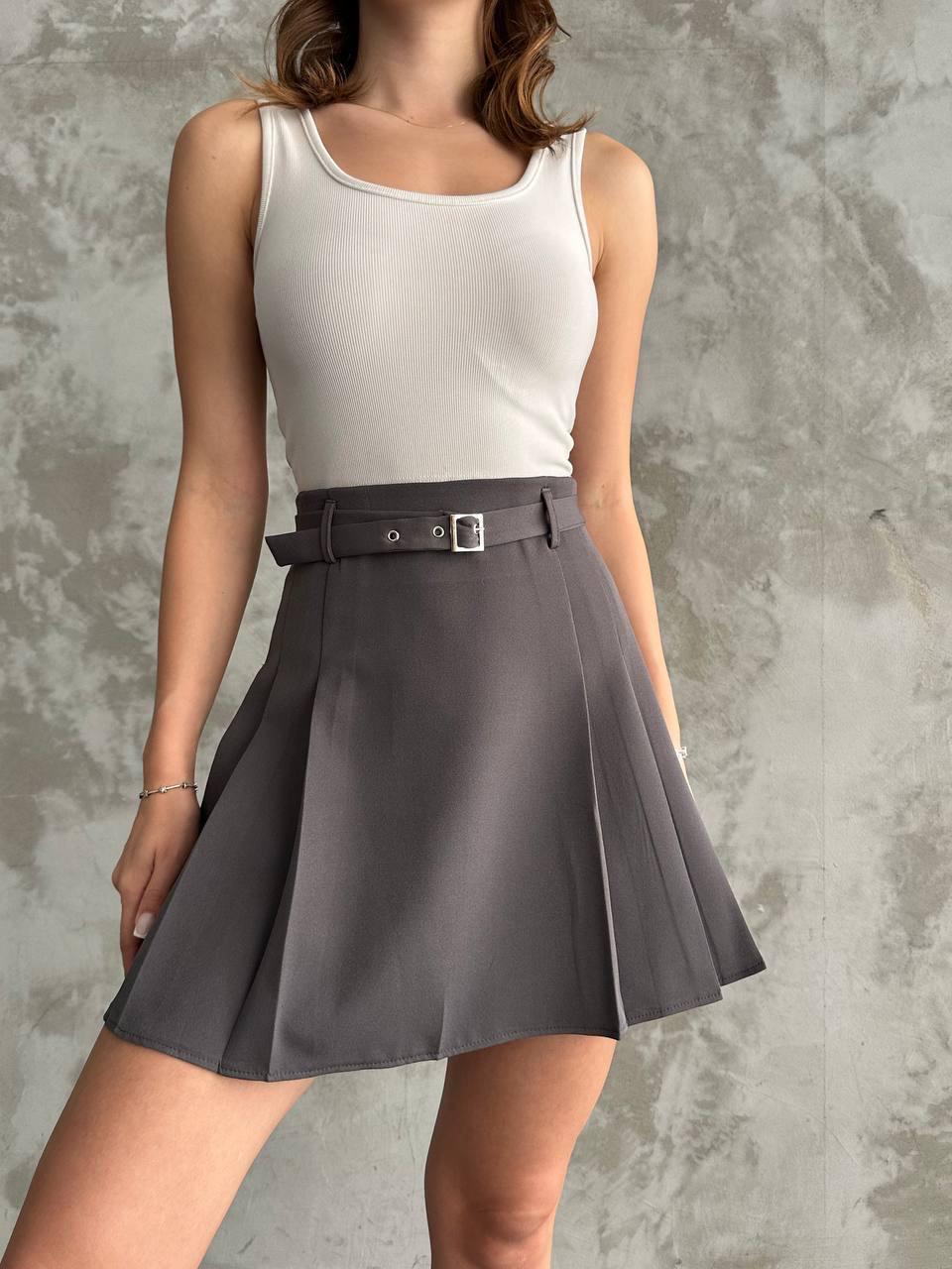 KADIN MİNİ KATEN ETEK GRİ main variant image