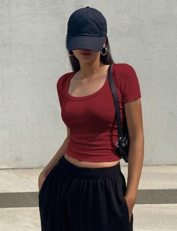 KADIN U YAKA FİTİLLİ KAŞKORSE CROP