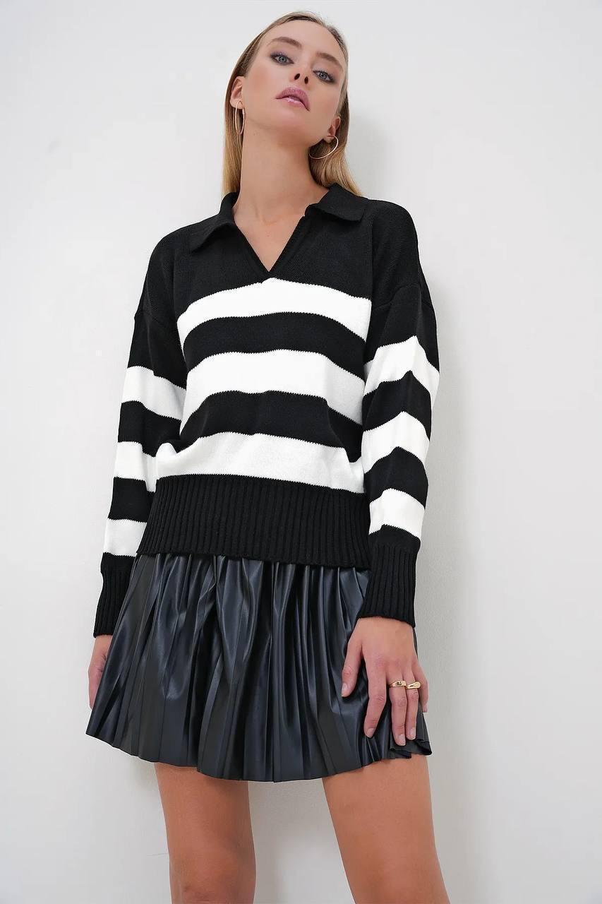 ÇİZGİLİ V YAKA KAZAK image