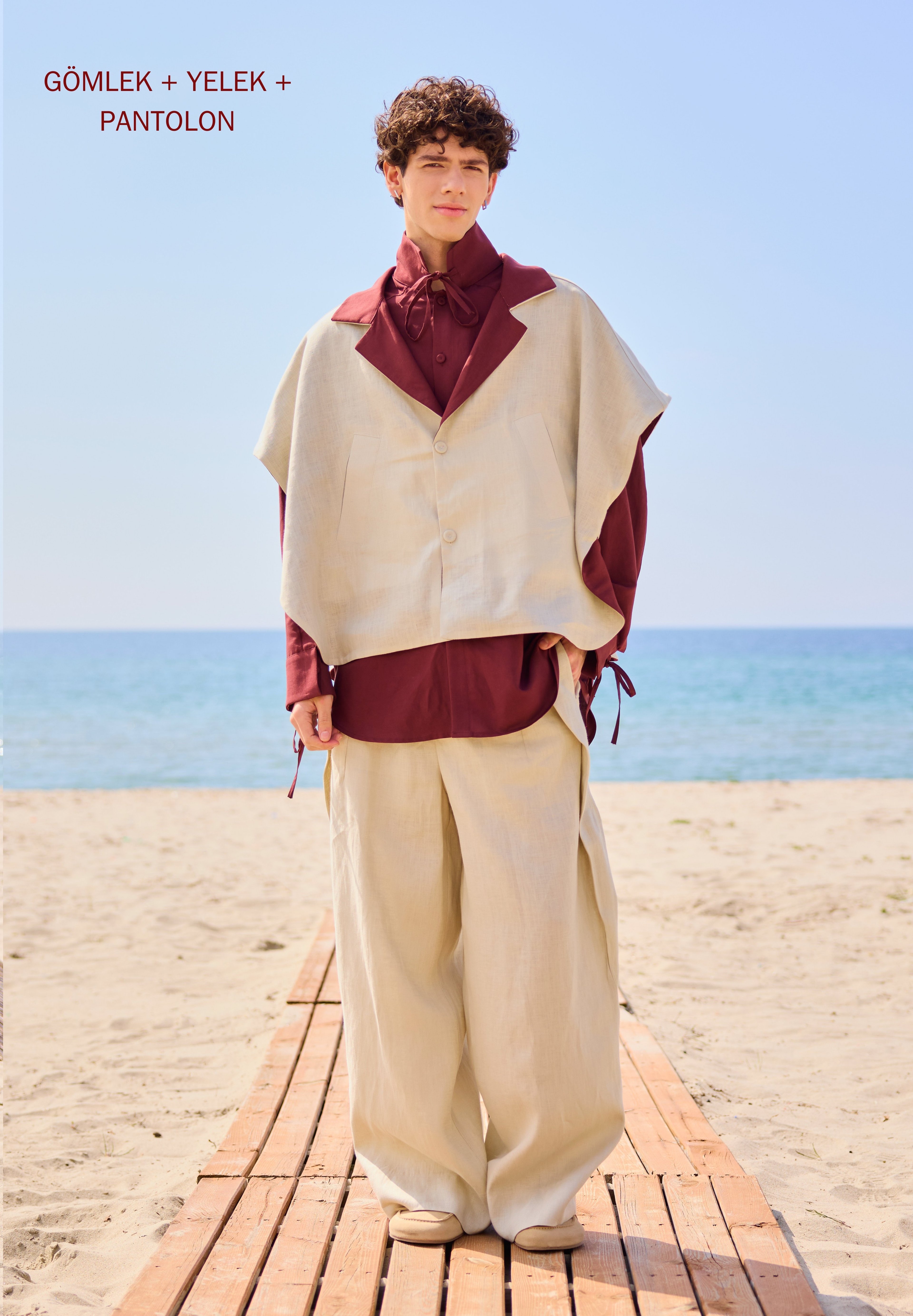 Lofibuy | Çift Taraflı Panço Yelekli Oversize Unisex Takım 01 - SS25