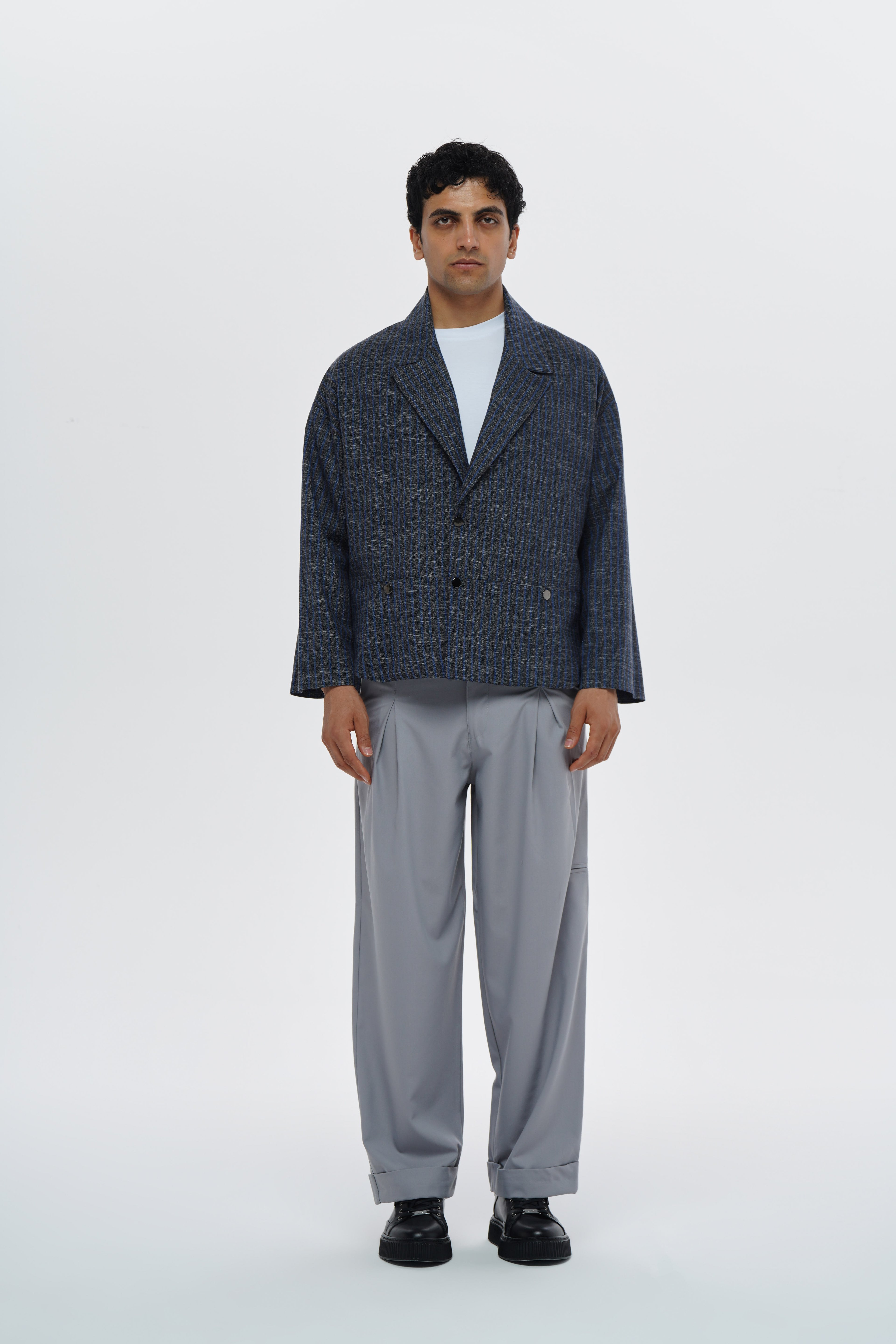 Lofibuy | Unisex Oversize ThrEEE Striped Premium Under-Upper Set - Lacivert