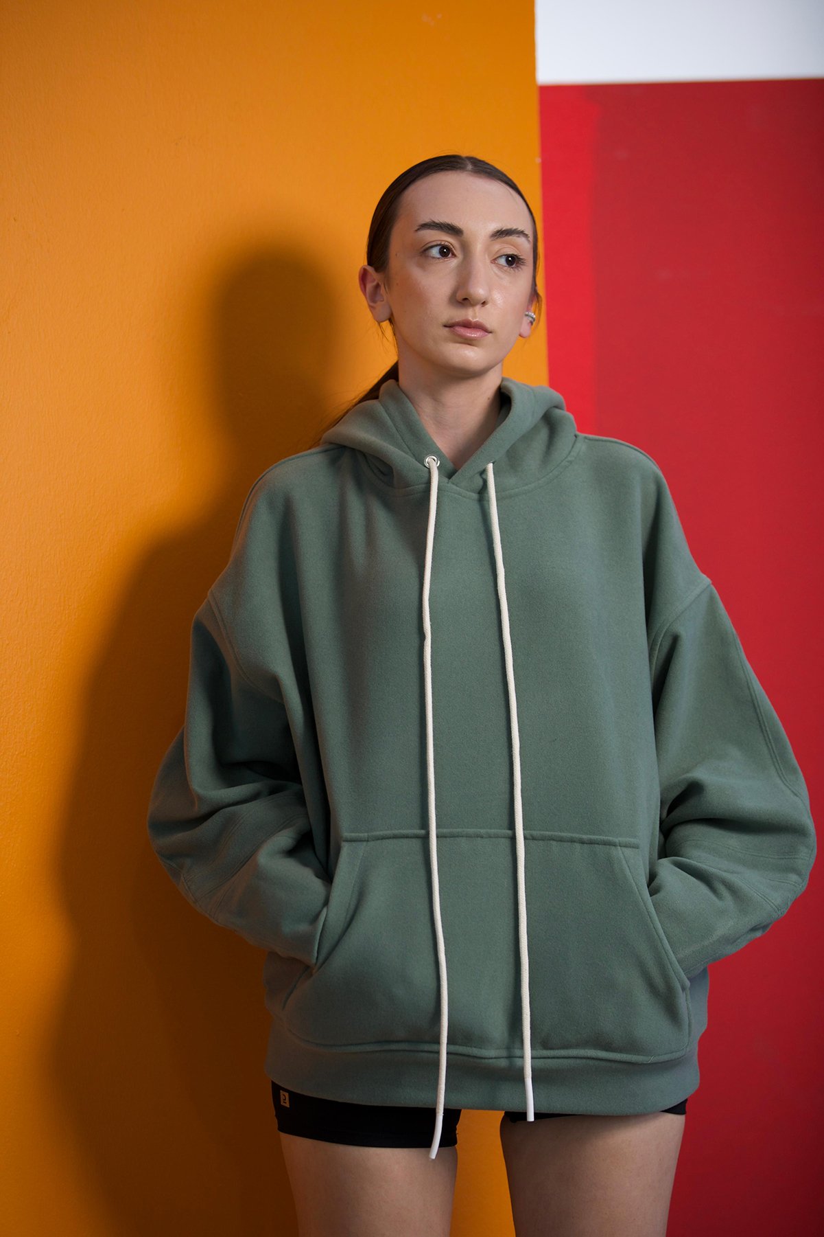 Lofibuy | Unisex Oversize Kapüşonlu Basic Sweatshirt  - Deniz Yeşili