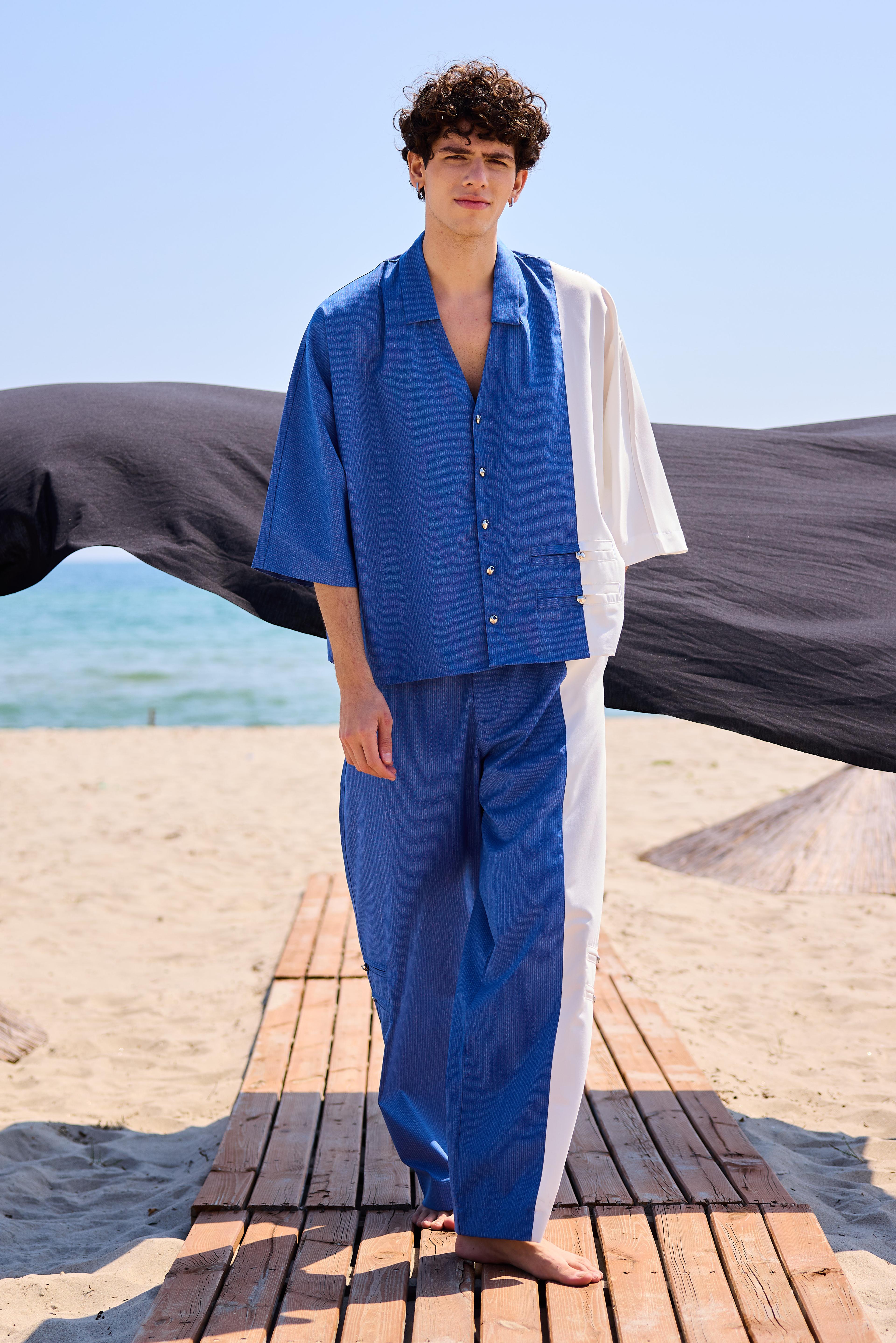 Lofibuy | Uniflex Blue-White Unisex Oversize Suit