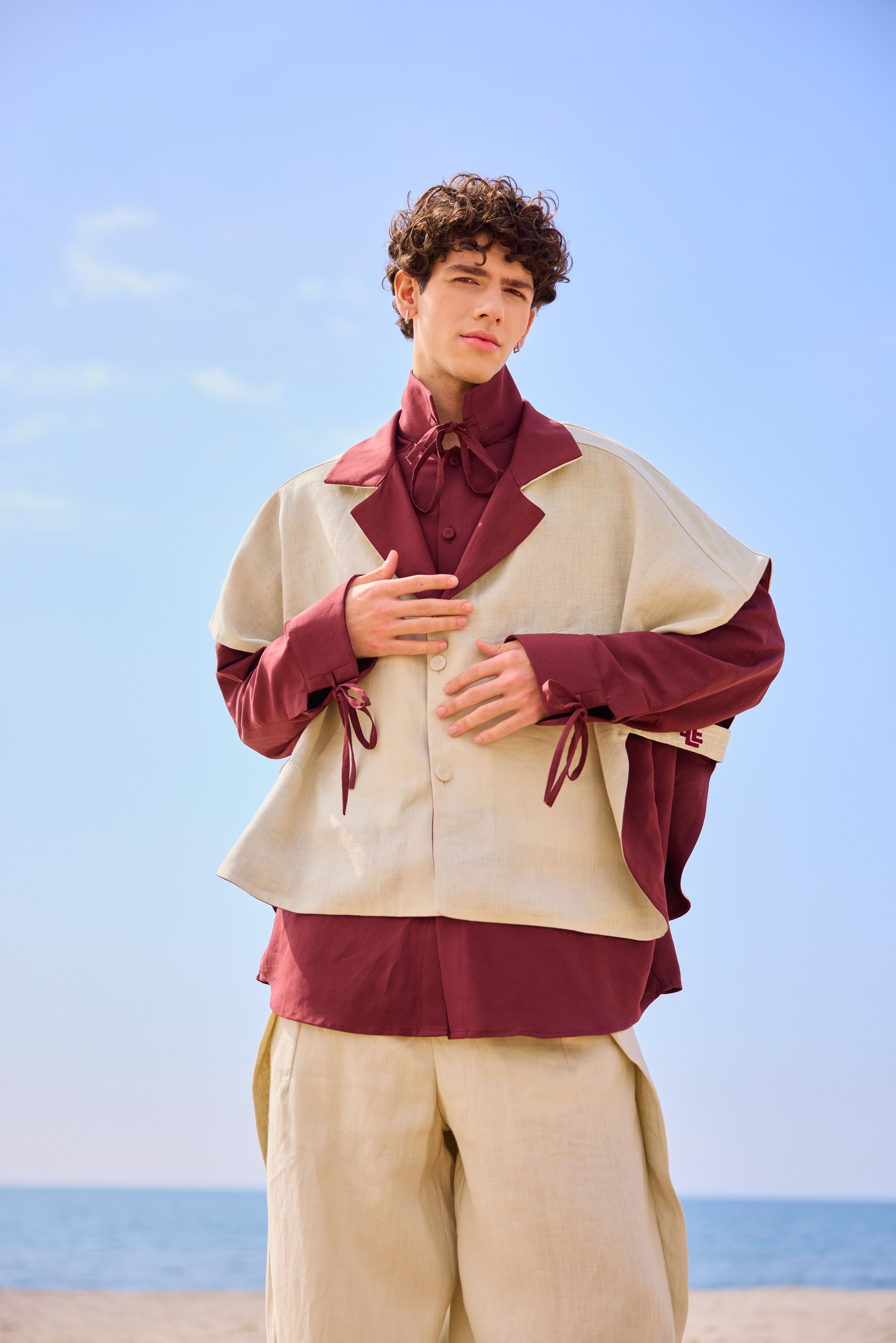 Lofibuy | Çift Taraflı Panço Yelekli Oversize Unisex Takım 01 - SS25