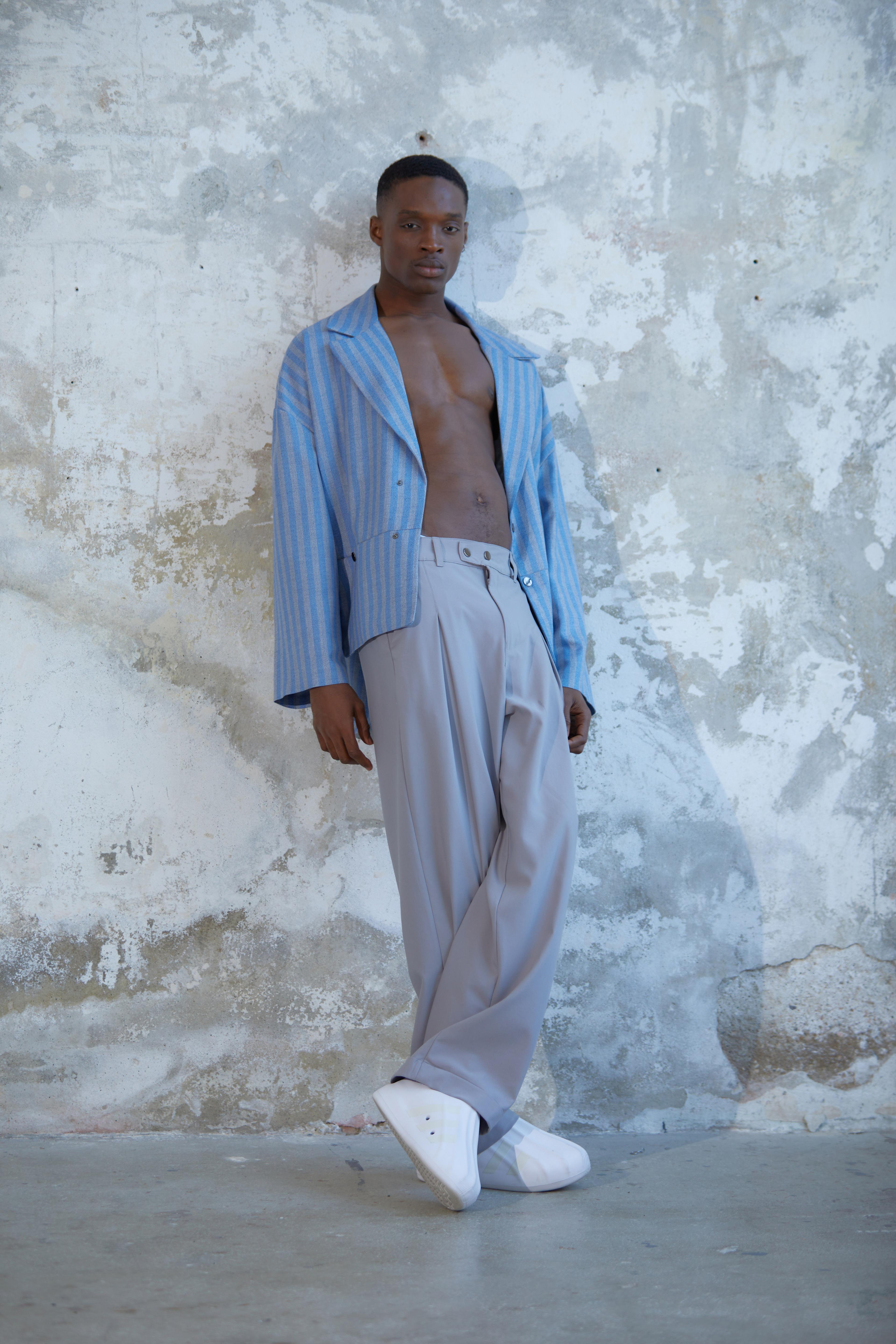 Lofibuy | Unisex Oversize ThrEEE Striped Premium Under-Upper Set - Mavi