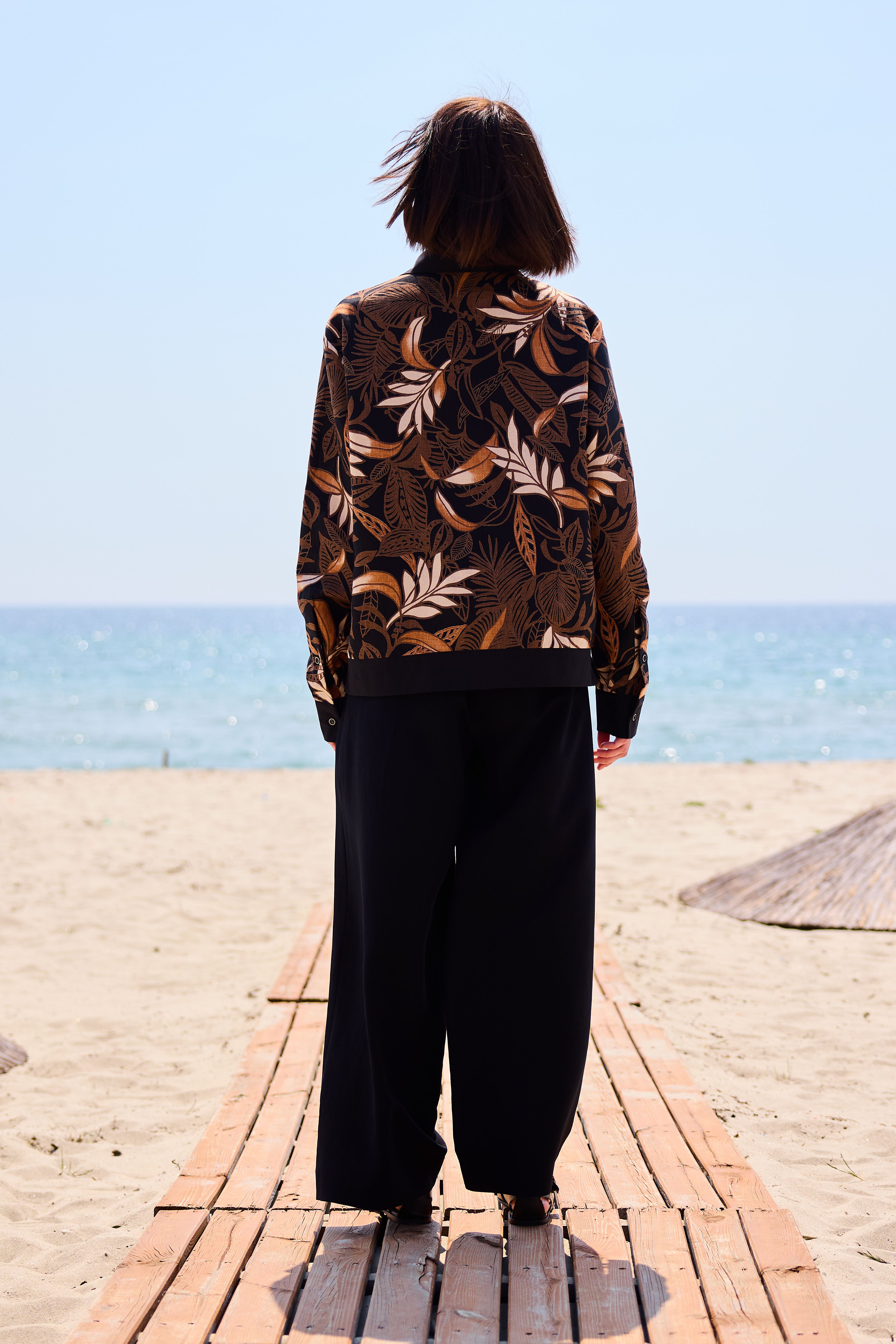 Lofibuy | %100 Keten Desenli Gömlek Unisex Oversize Takım - SS25