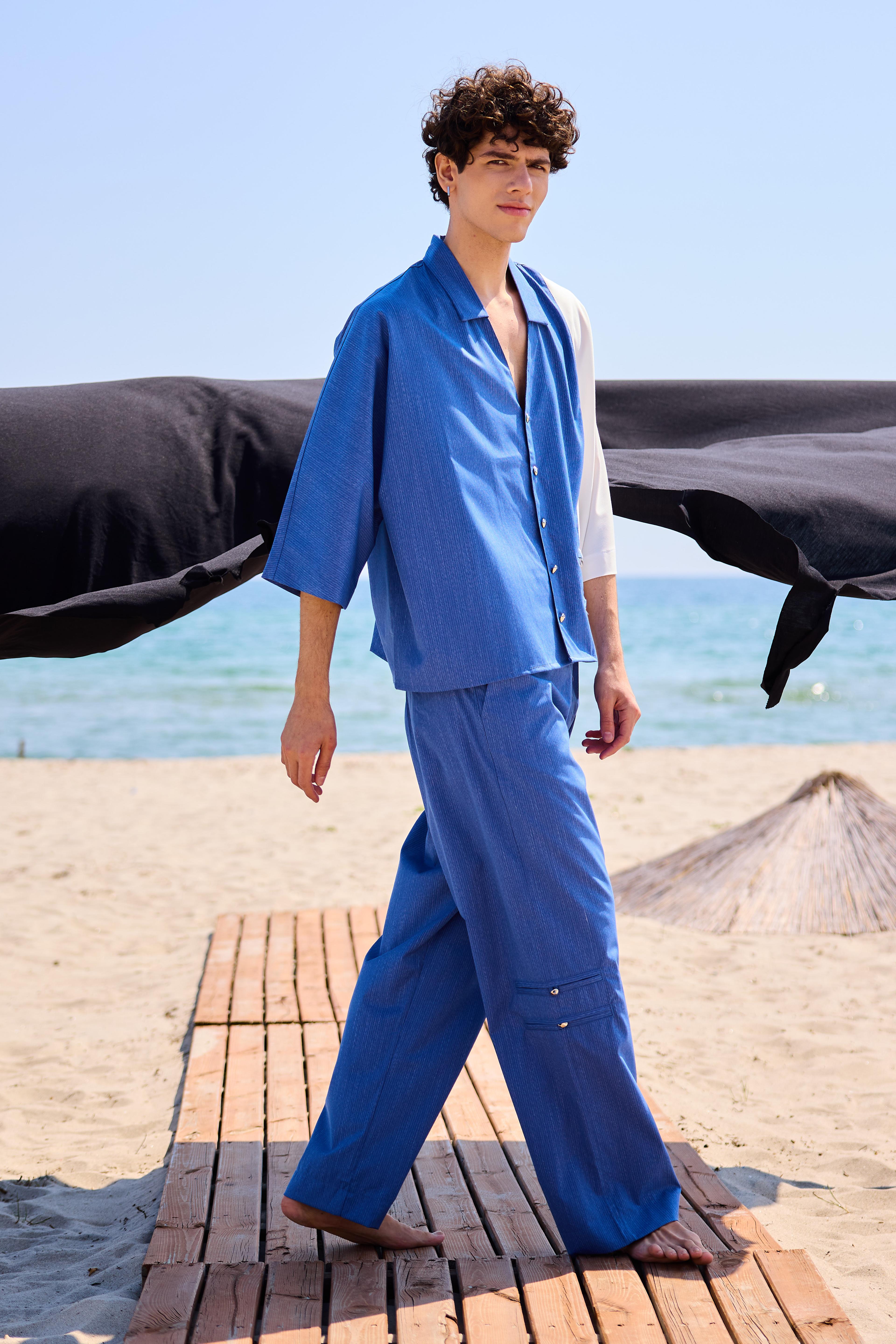 Lofibuy | Uniflex Blue-White Unisex Oversize Suit