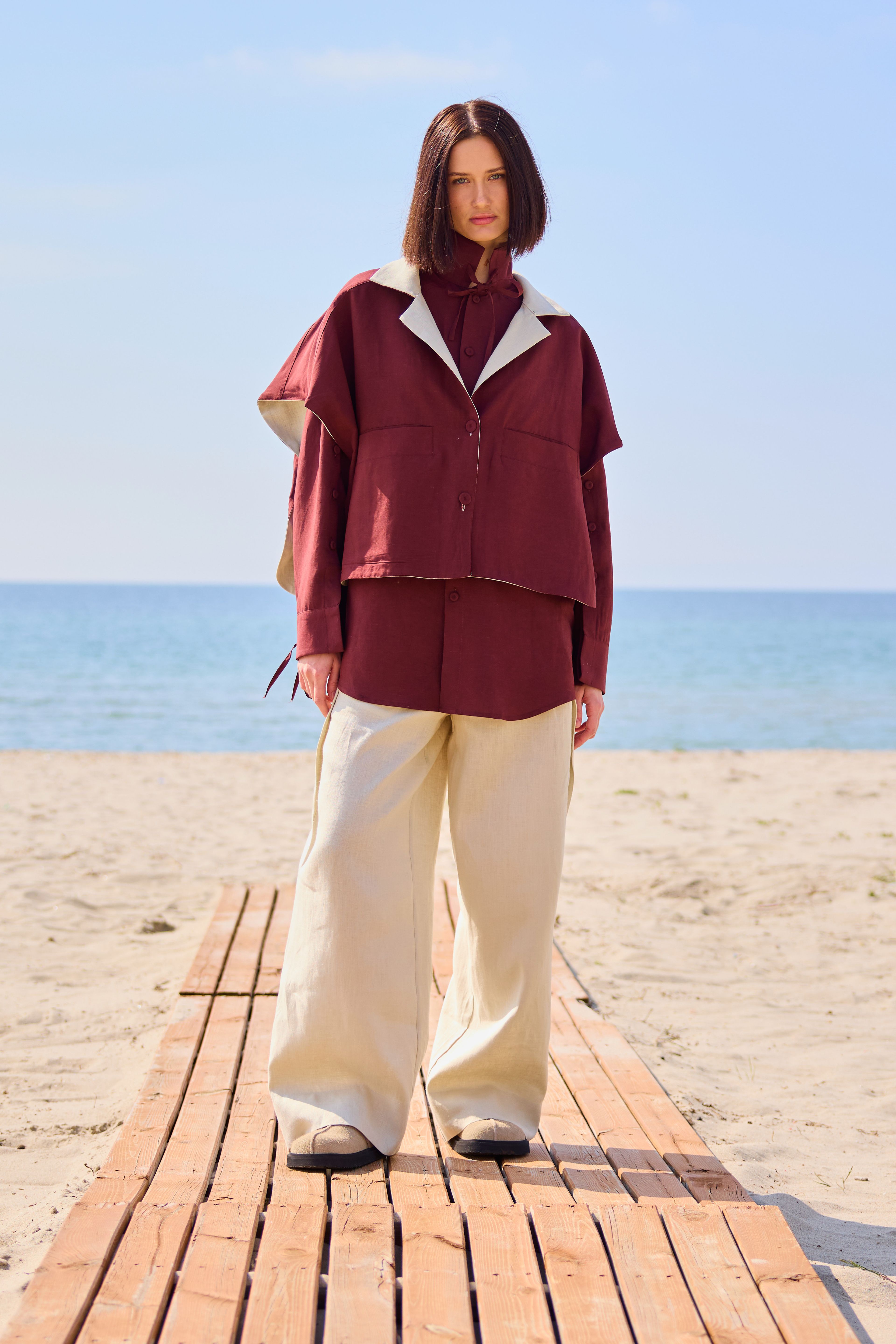 Lofibuy | Çift Taraflı Panço Yelekli Oversize Unisex Takım 01 - SS25