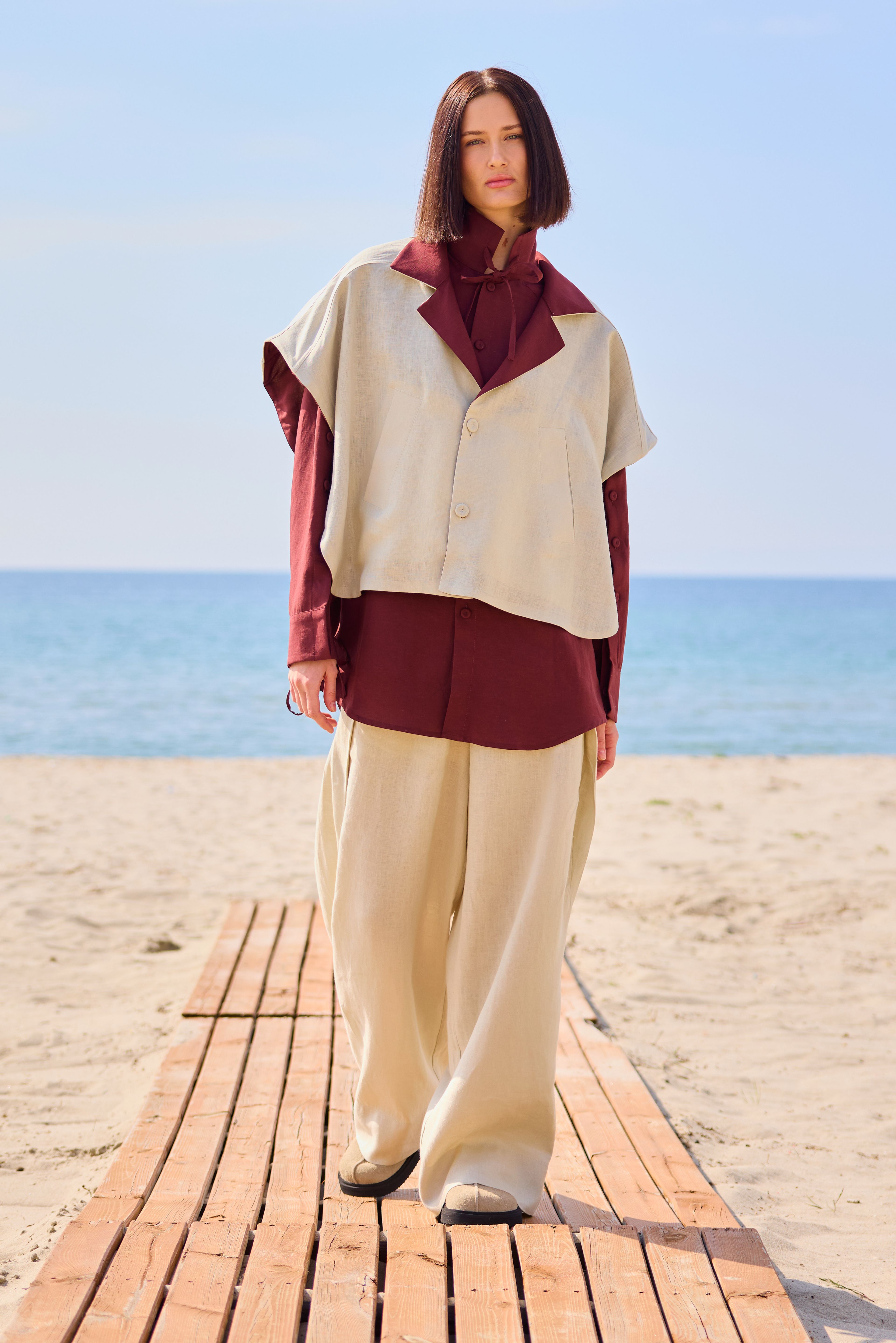 Lofibuy | Çift Taraflı Panço Yelekli Oversize Unisex Takım 01 - SS25