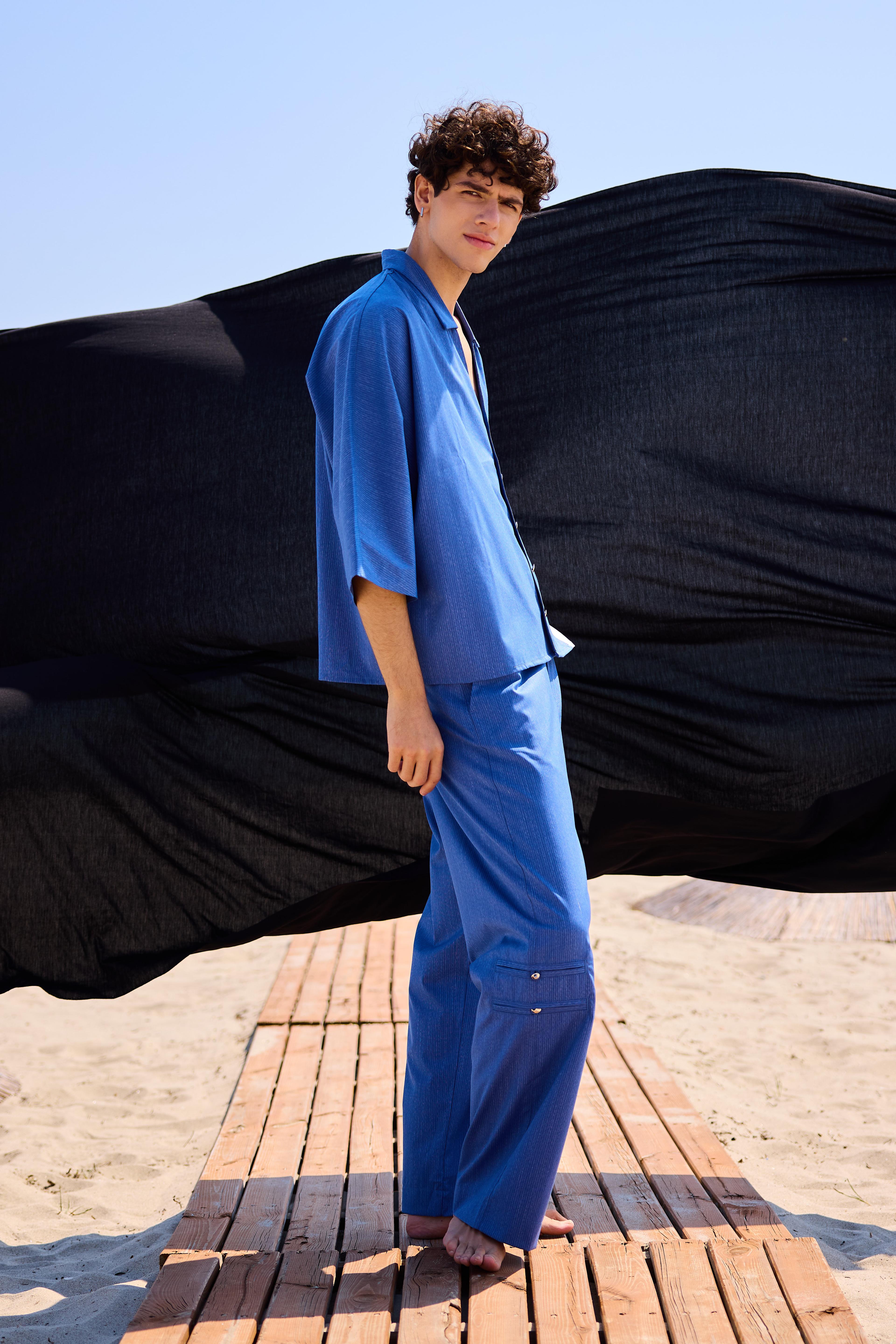 Lofibuy | Uniflex Blue-White Unisex Oversize Suit