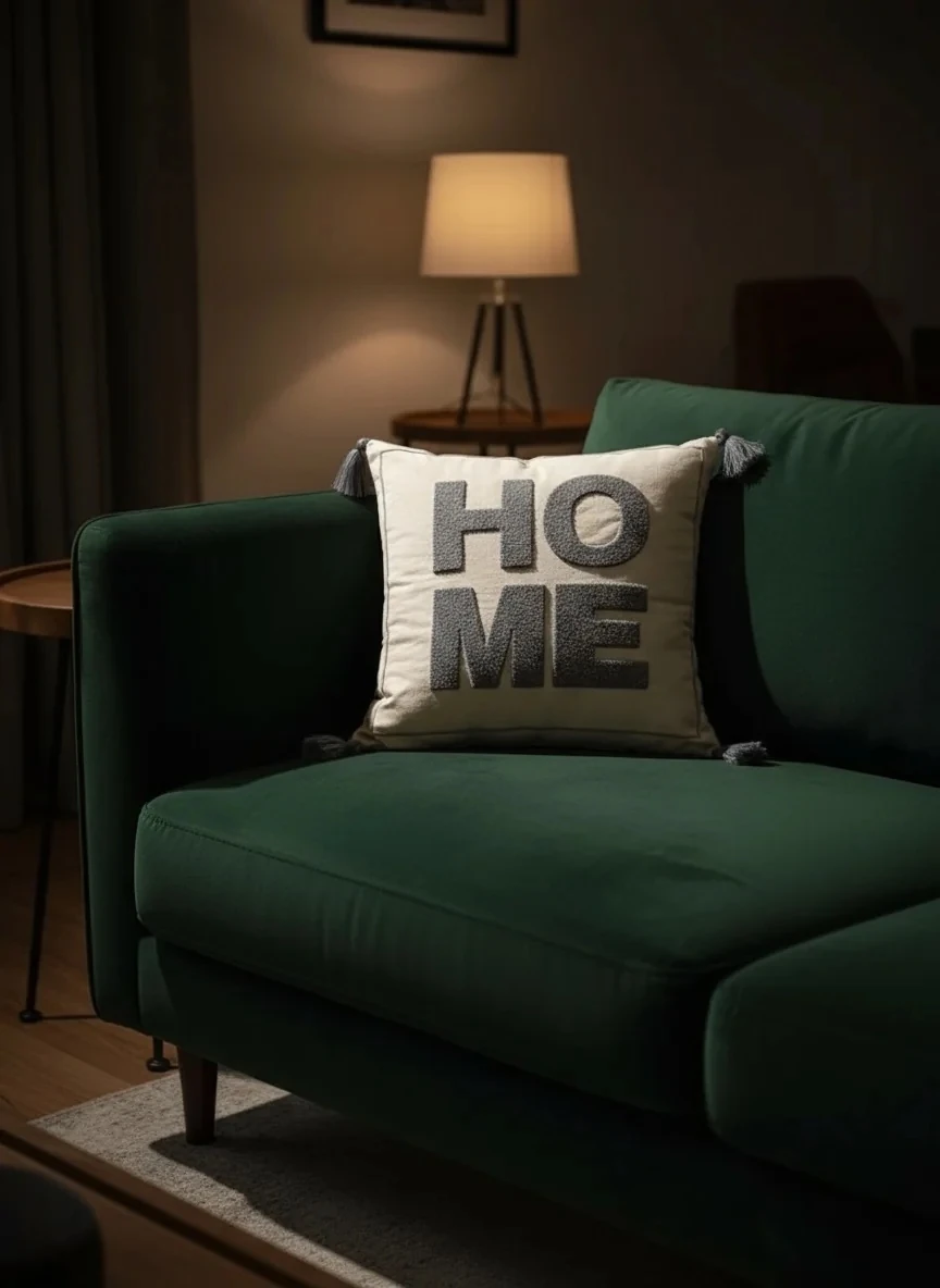 Home Punch İşlemeli Kırlent