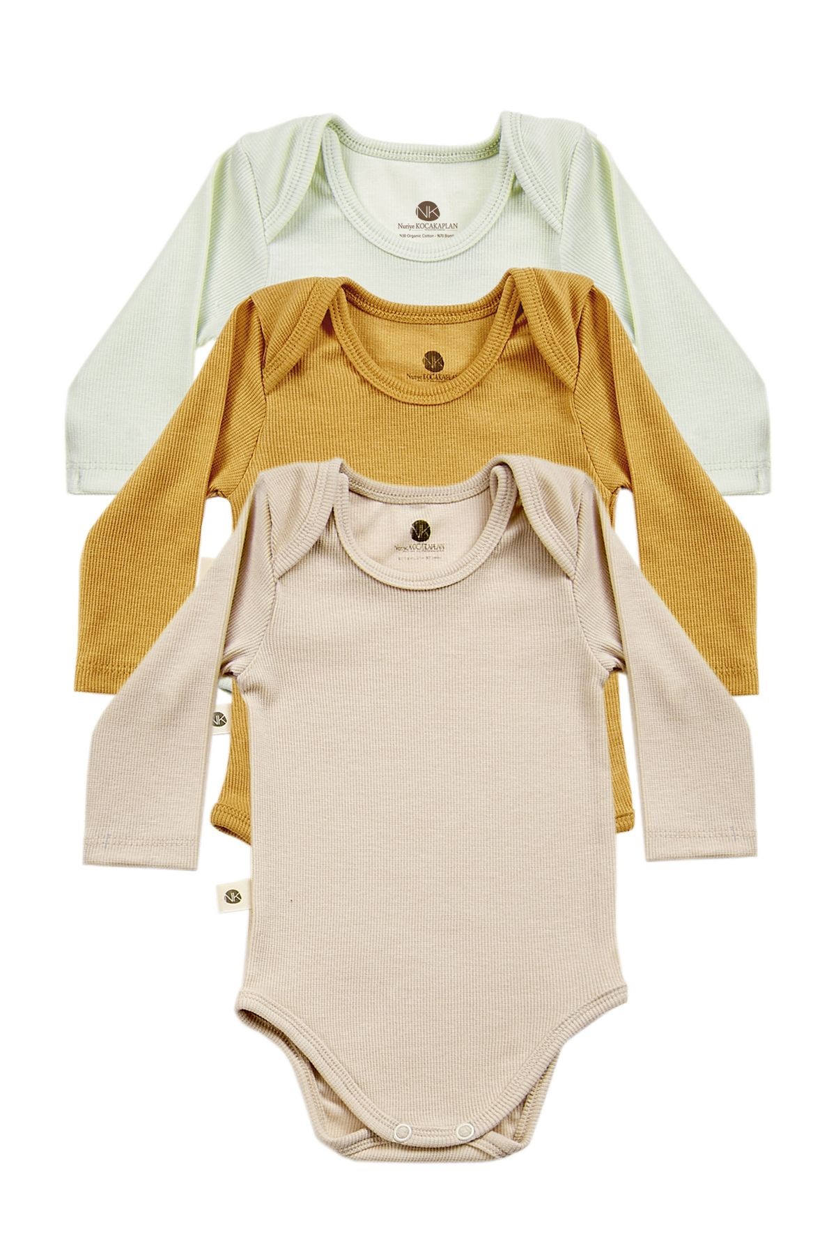 Ravello 3 Parça Unisex Bebek Uzun Kollu Pamuk Bodysuit Takımı Yenidoğan Ve Çocuk Hediye Seti