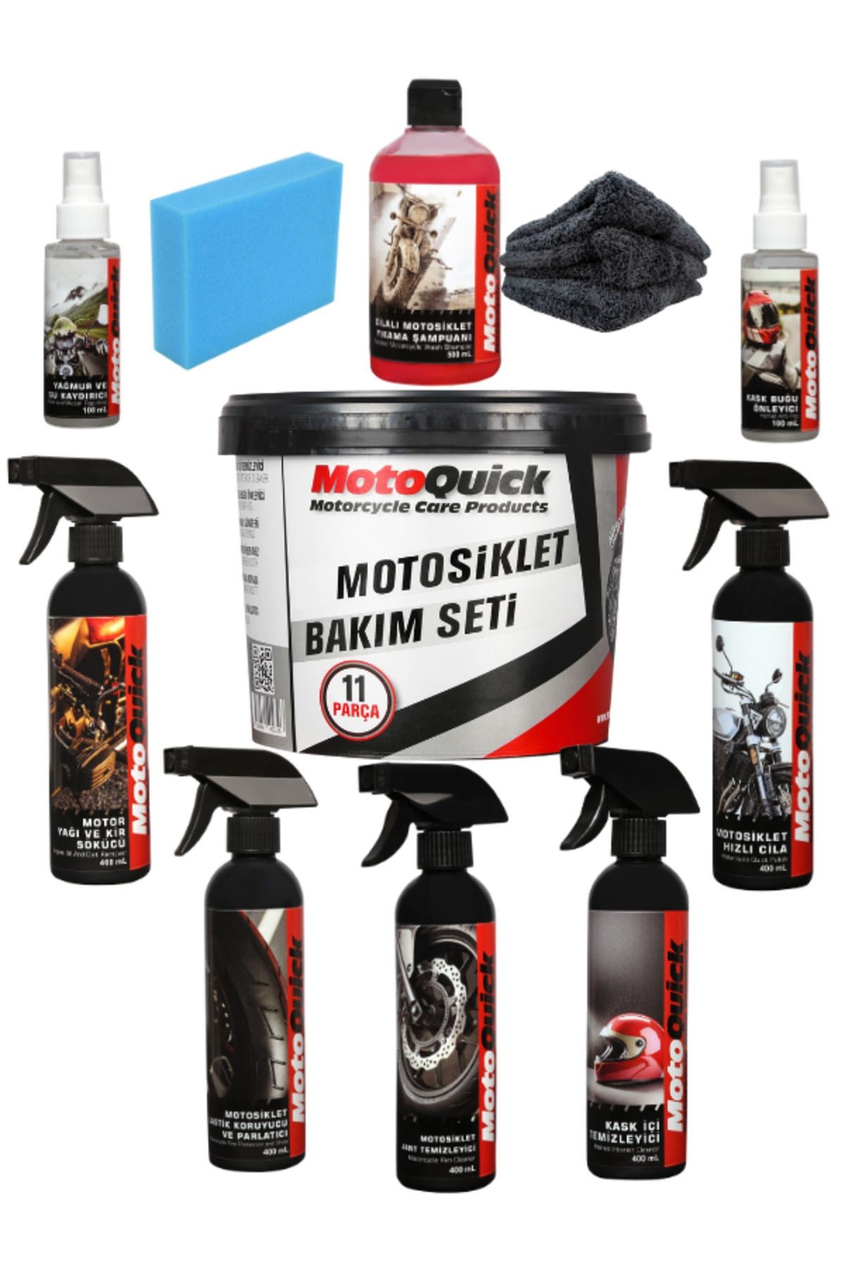 11 Parça Motorsiklet Bakım ve Temizlik Seti