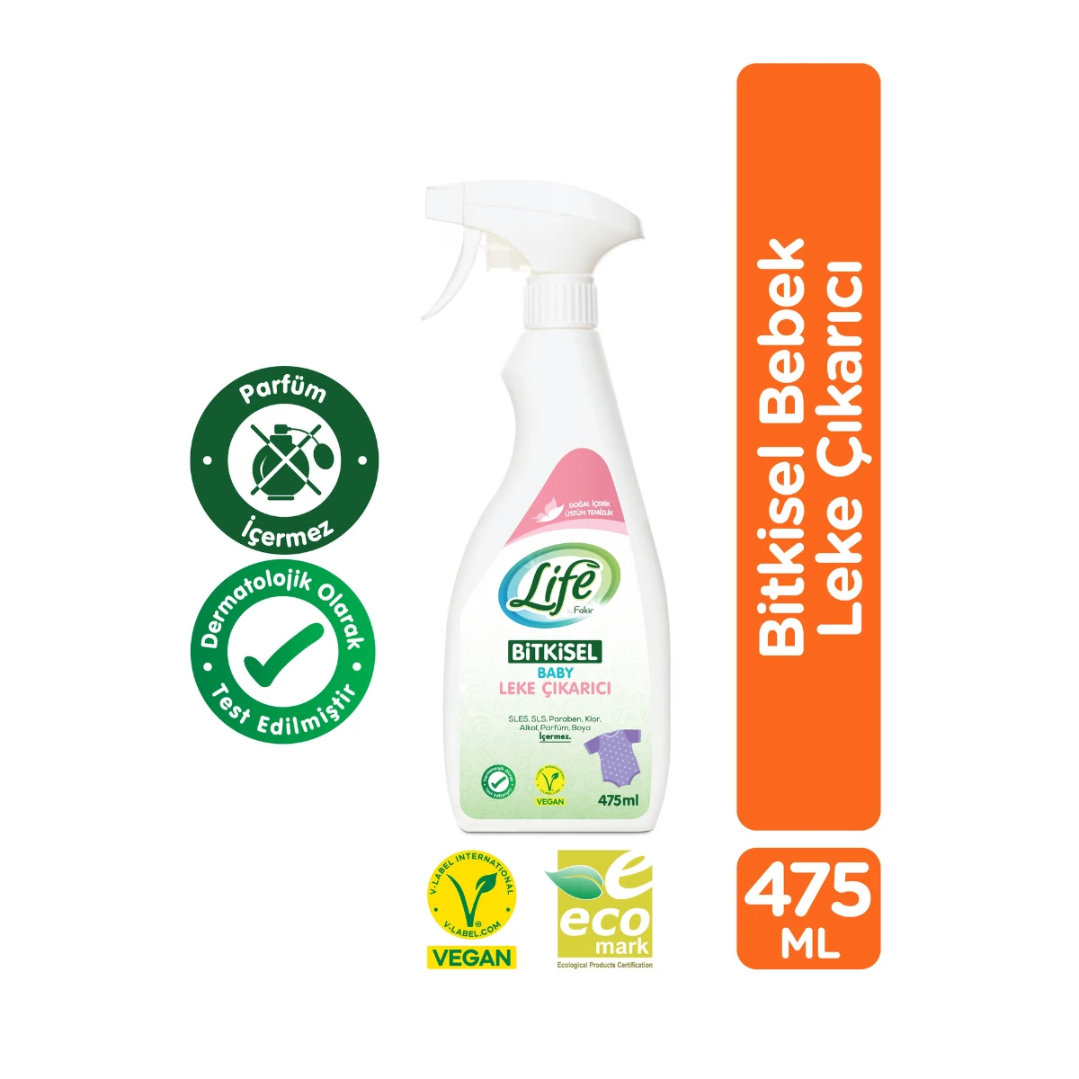 Life By Fakir Bitkisel Parfümsüz Bebek Leke Çıkarıcı 475 ml – Renkli/Beyaz, Kalıntı Bırakmaz