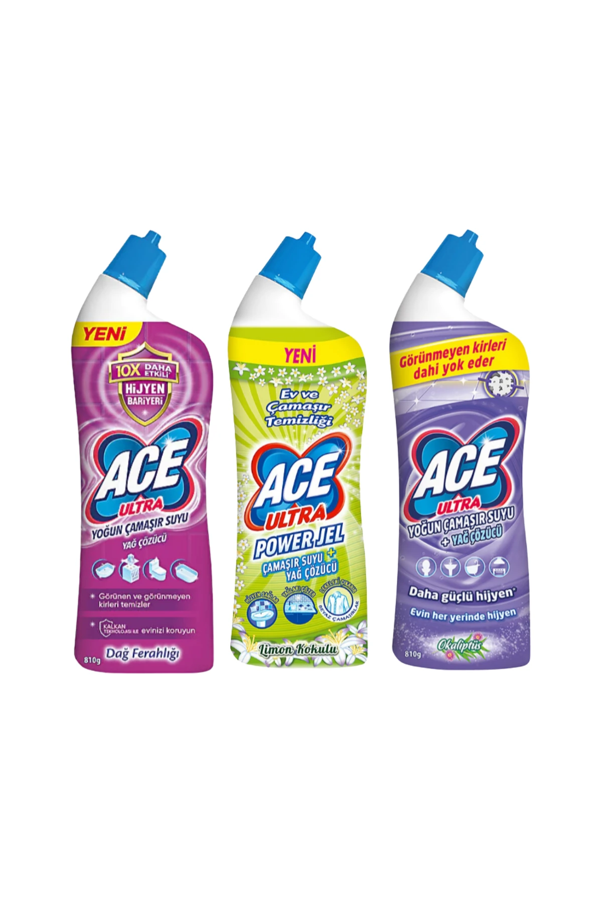 ACE Ultra Power Jel Kıvamlı Çamaşır Suyu Limon + Dağ Tazeliği + Okaliptus 810 Gram