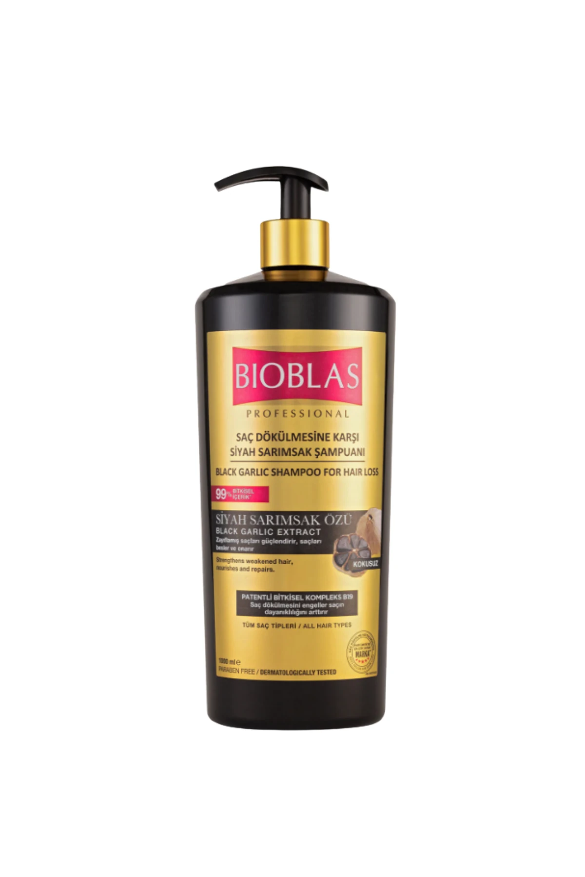 Bioblas Saç Dökülmesine Karşı Siyah Sarımsak Şampuanı 1000 ml - Güçlendirici Formül & Ekstra Hacim