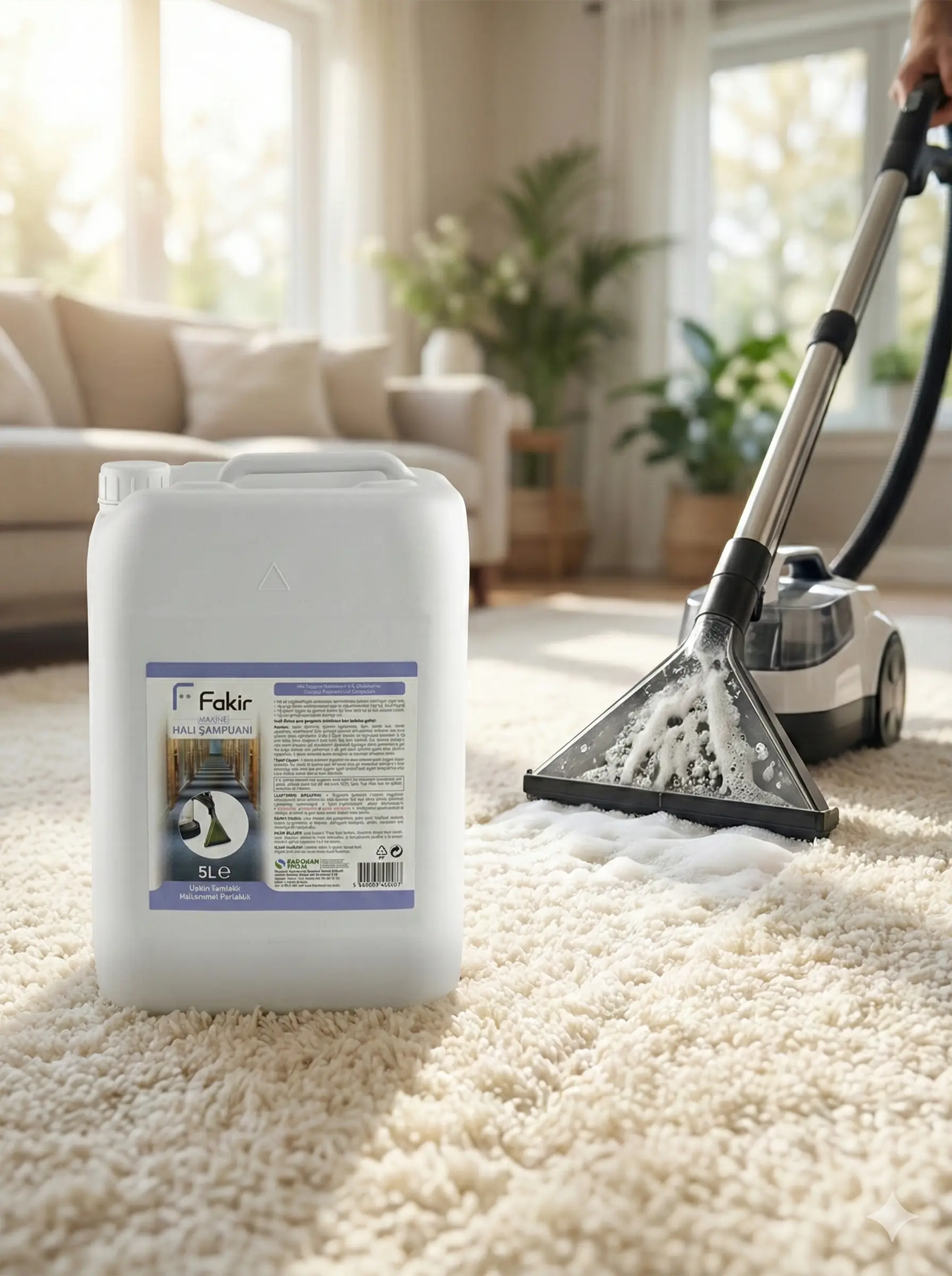 Fakir Makine Halı Şampuanı 5 Litre - Tüm Makinelere Uygun Halı Yıkama Deterjanı - Üstün Leke Çıkarma
