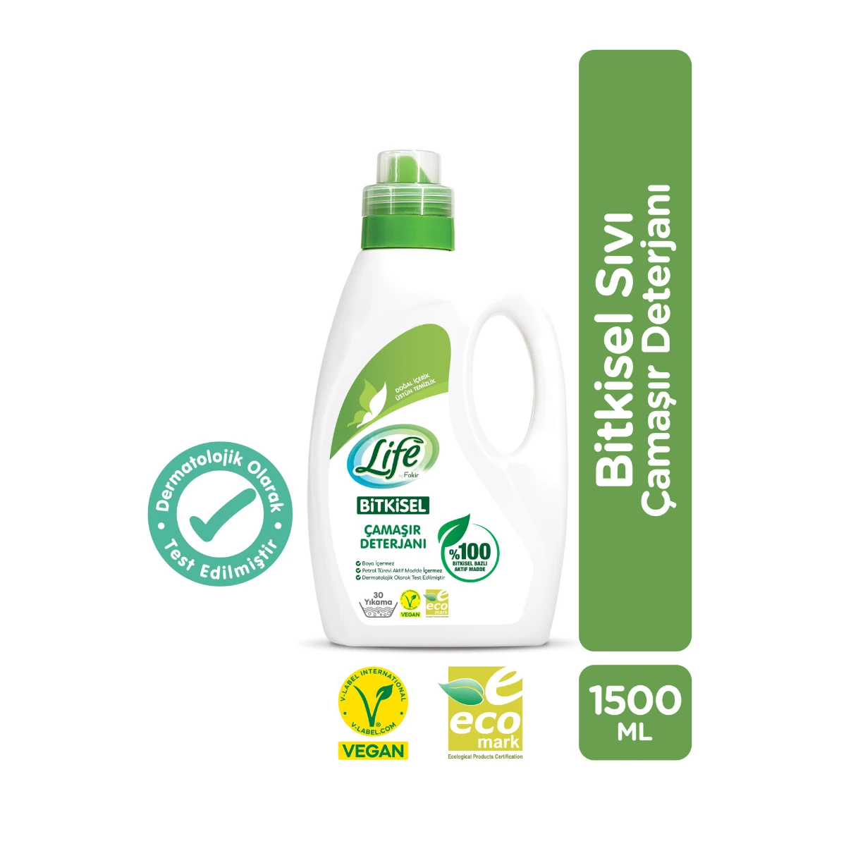 Life By Fakir Bitkisel Sıvı Çamaşır Deterjan 1500 ml – Enzimli, Doğal İçerik, Renkli ve Beyazlar İçin