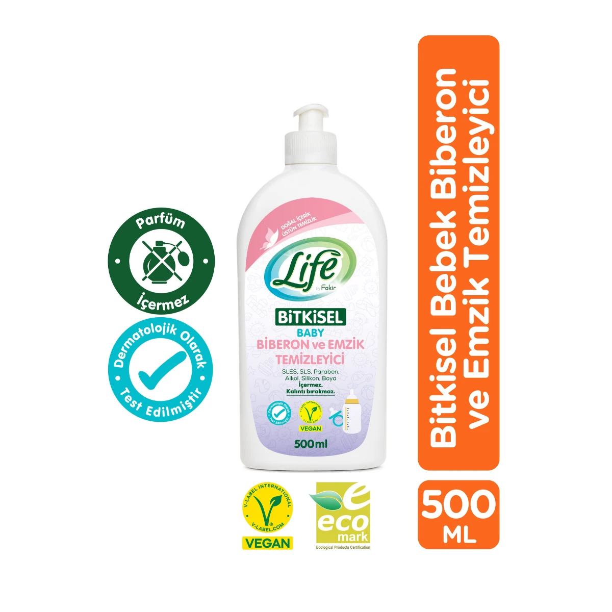 Life By Fakir Bitkisel Parfümsüz Biberon ve Emzik Temizleyici 500 ml – Doğal İçerik, Sabunlu